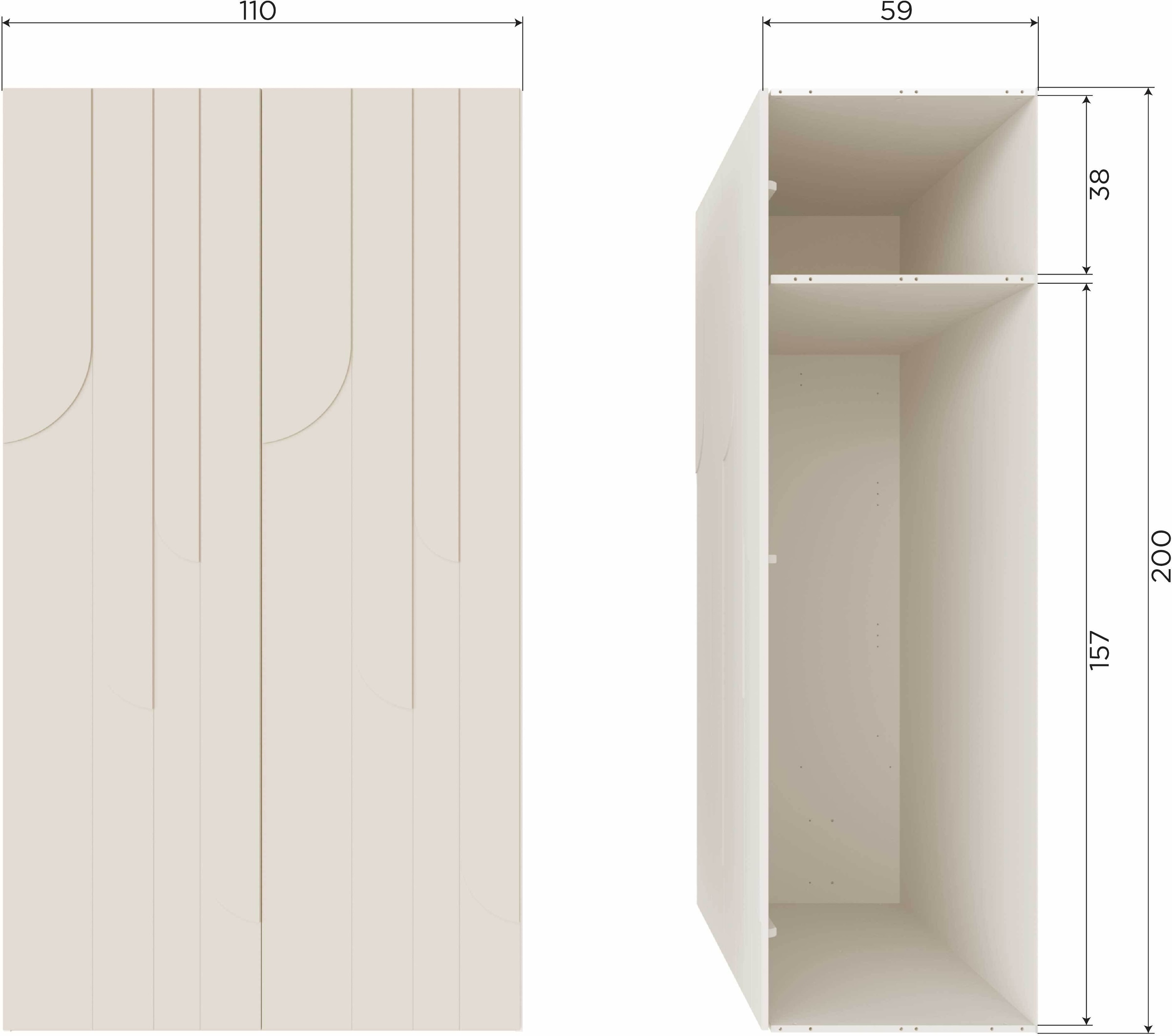 WOOOD Kleiderschrank »WOOOD RAIN 2-TÜRIGER KLEIDERSCHRANK KIEFER DUST [fsc]« Kleiderschrank Rain aus FSC-Kiefer besticht durch wellenförmige Türen