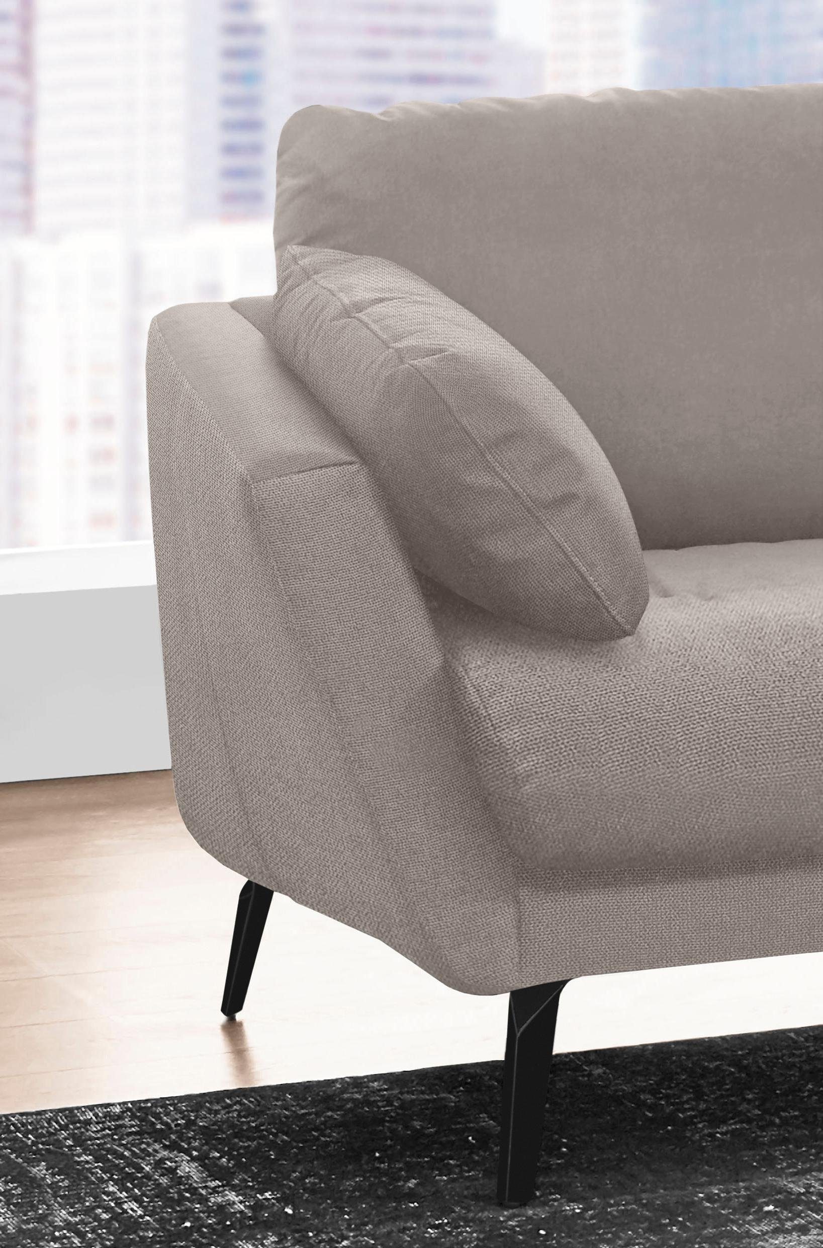 W.SCHILLIG Ecksofa »softy, toller Sitzkomfort, L-Form«, mit dekorativer Heftung im Sitz, Füße schwarz pulverbeschichtet
