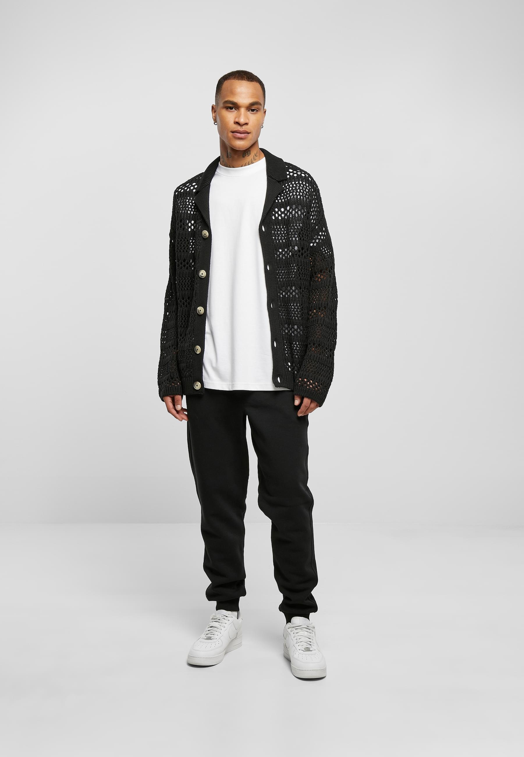 URBAN CLASSICS Strickfleecejacke »Urban Classics Herren Crocheted Cardigan«, (1 St.), ohne Kapuze