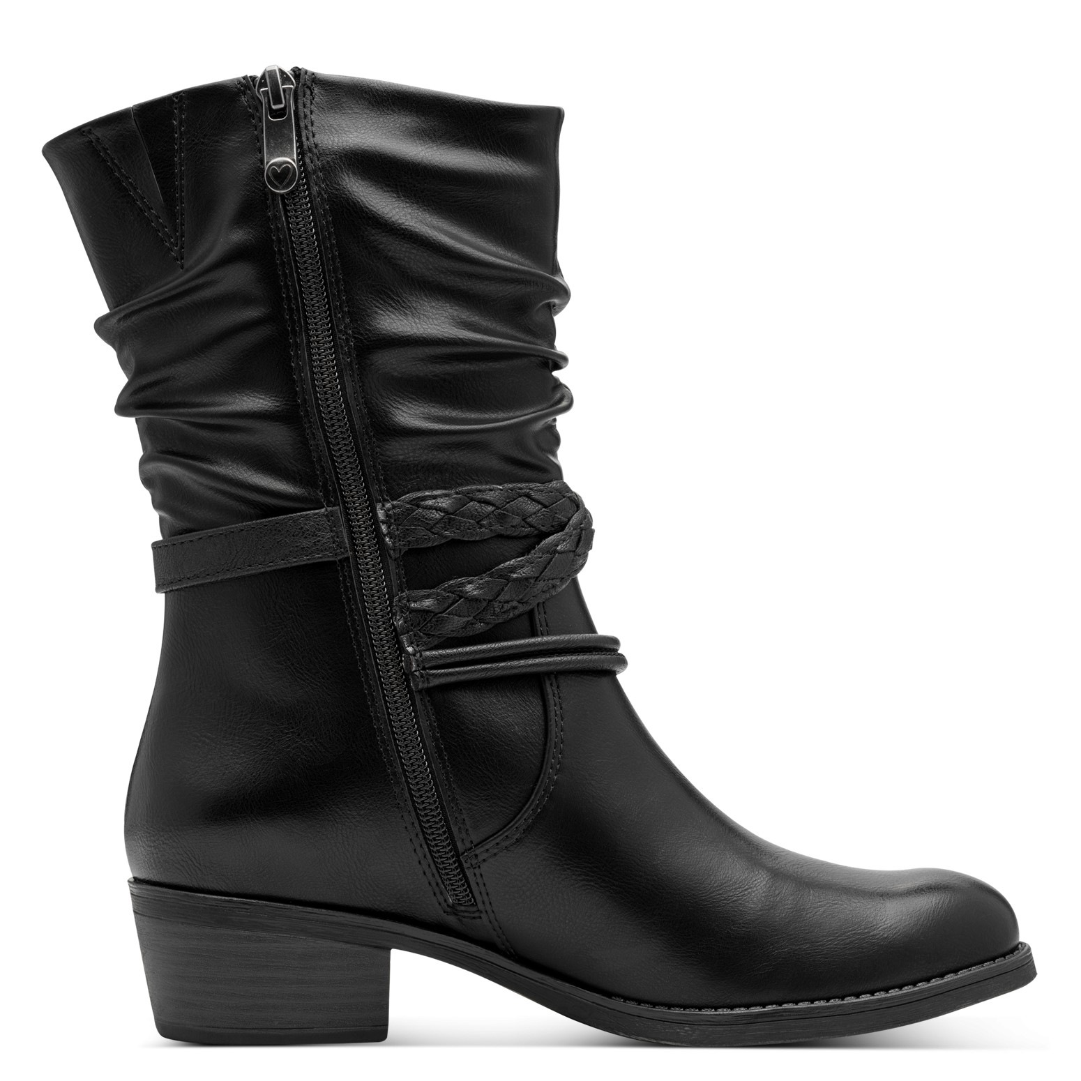 Thumbnail - MARCO TOZZI Cowboy Stiefelette, Blockabsatz, Kurzstiefel, Westernstiefelette mit Flecht-Zierriemchen