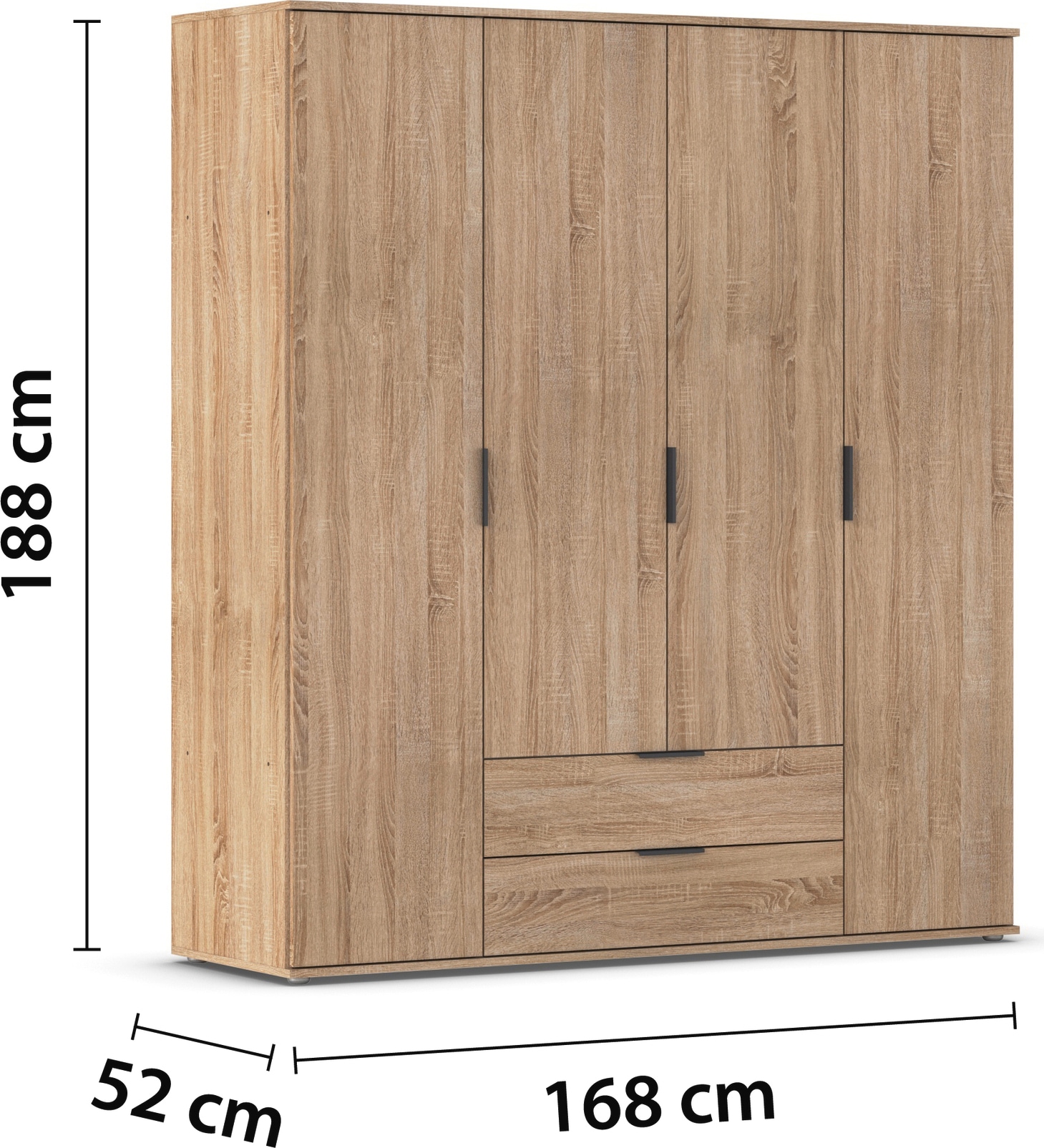 rauch Drehtürenschrank »Kleiderschrank Schrank Garderobe Wäscheschrank ESSEA in 2 Breiten«, mit 2 Schubladen, in schlichtem Design, moderne Griffe MADE IN GERMANY
