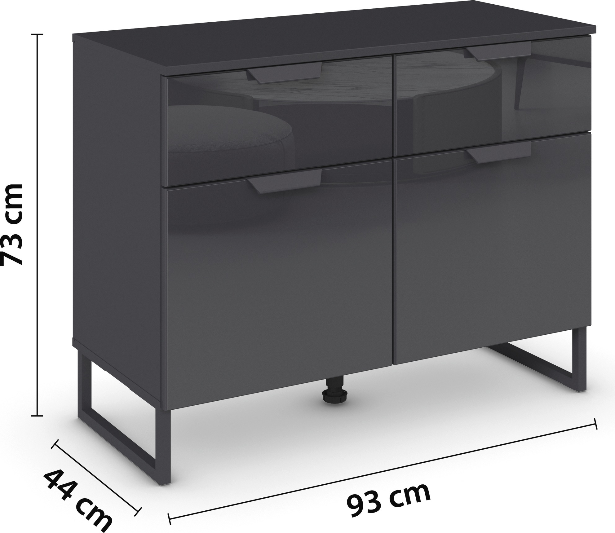 rauch Kombikommode »Modern by Aditio«, mit Glasfront und Kufenfuß, 2 Schubladen mit Softclose-Funktion