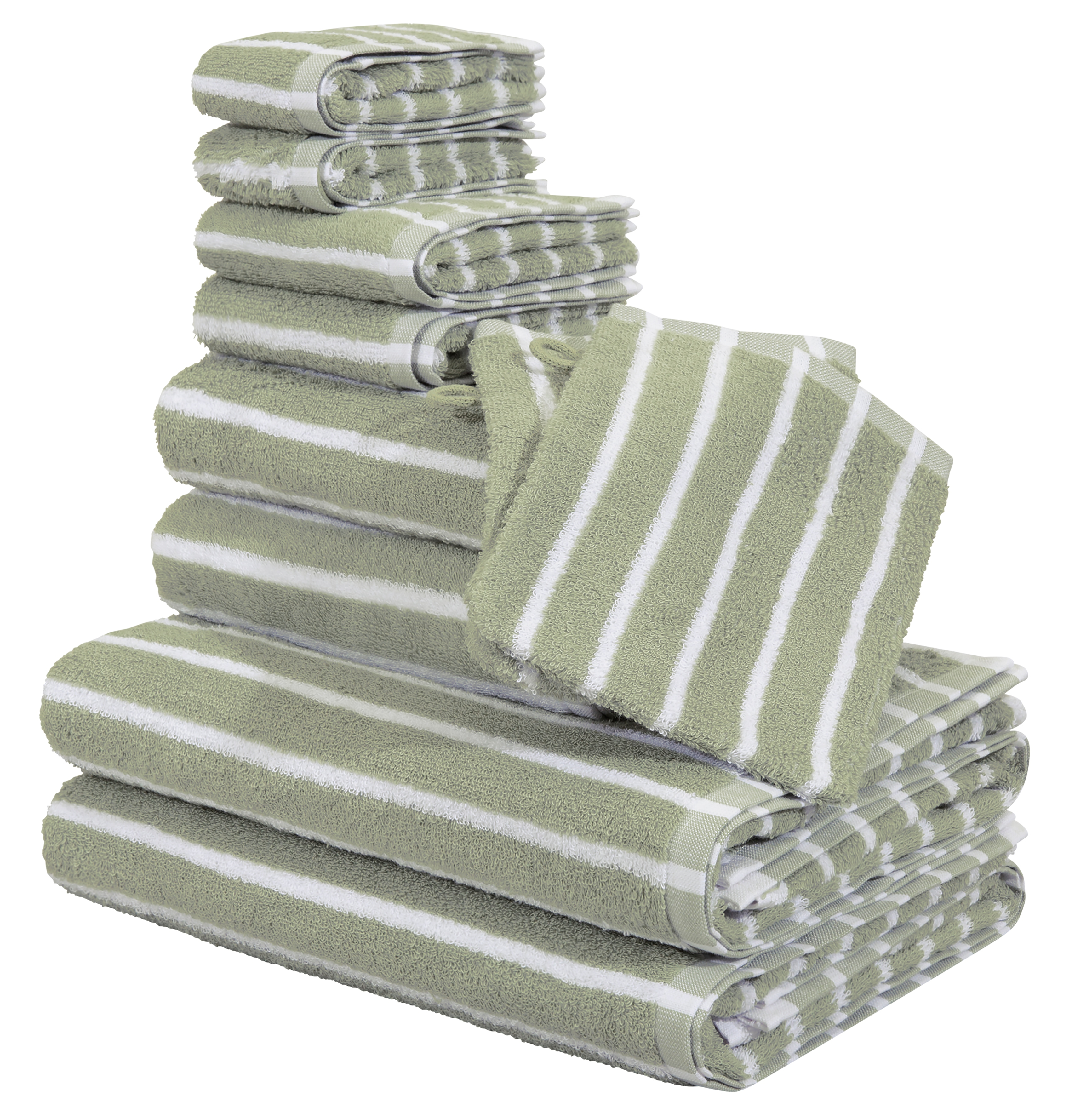 OTTO home Handtuch Set "Jannika, Duschtücher, Handtücher, Gästetücher, Seiftücher, Waschlappen" 10 Frottier Handtücher mit Streifen, 100% Baumwolle, weich, umfangreiches Set