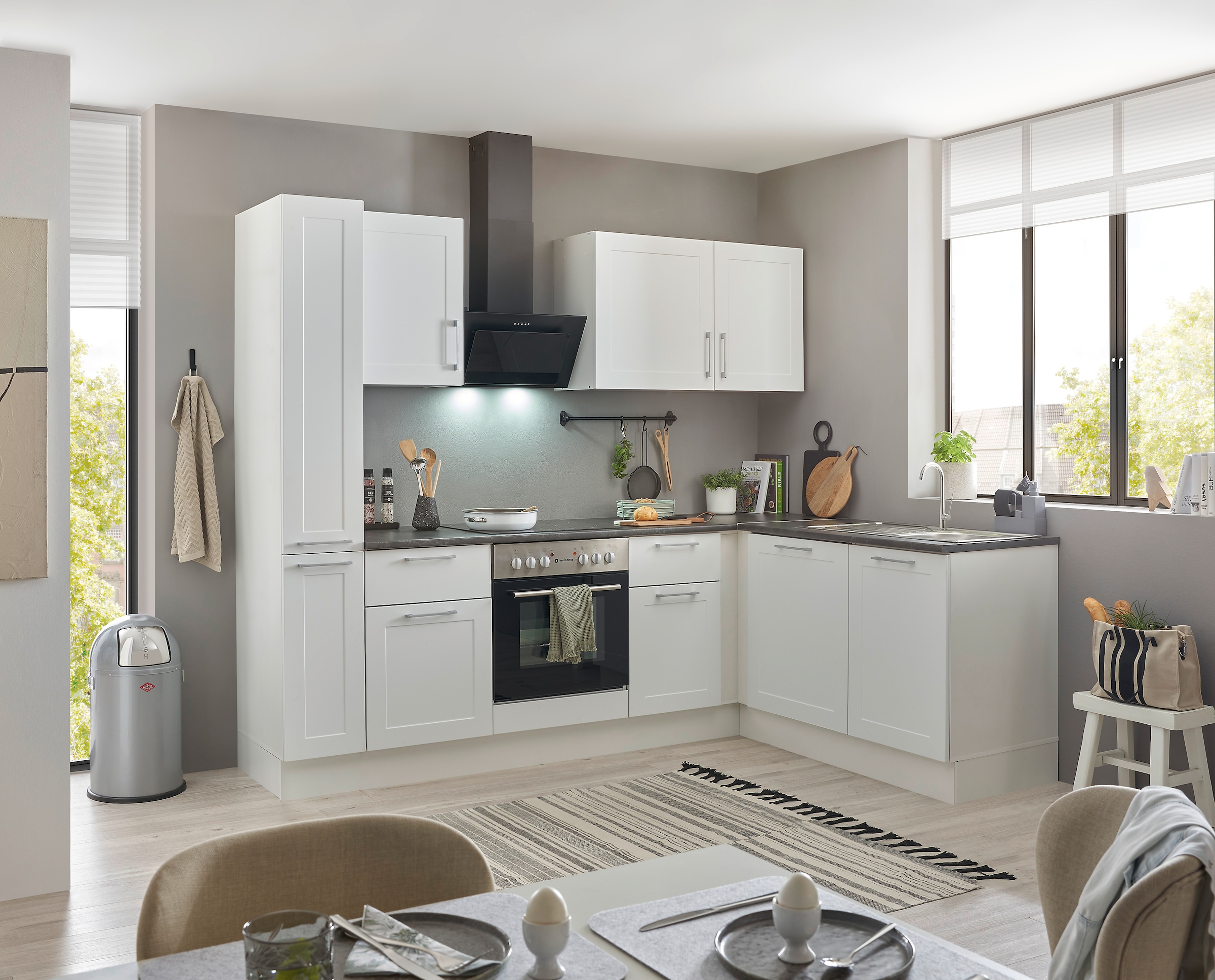BASIC by Balculina Winkelküche »Marsi«, Stellmaße 250x175 cm, wahlweise mit E-Geräten, Soft-Close-Funktion
