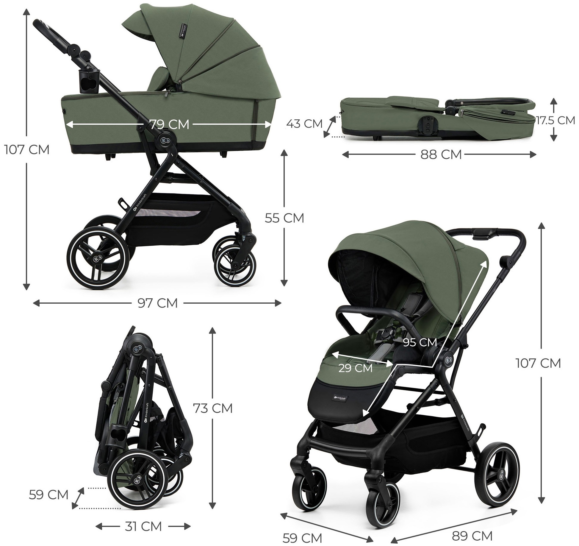 Kinderkraft Kombi-Kinderwagen »YOXI 2IN1« 22 kg