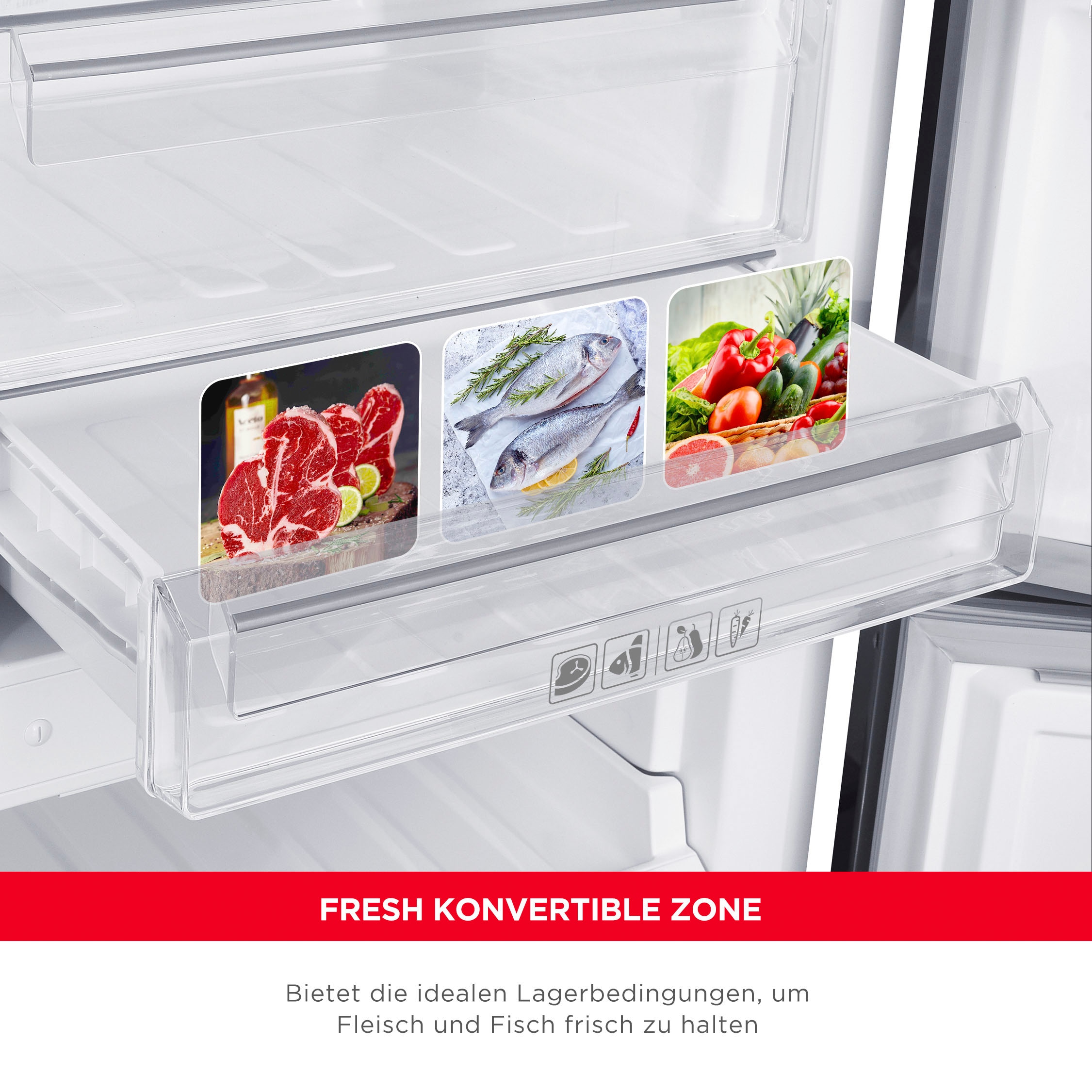 Hanseatic Kühl-/Gefrierkombination »HKGK19560CNFDI«, Schnellgefrierfunktion, Eco-Modus, NoFrost, Display, Türalarm