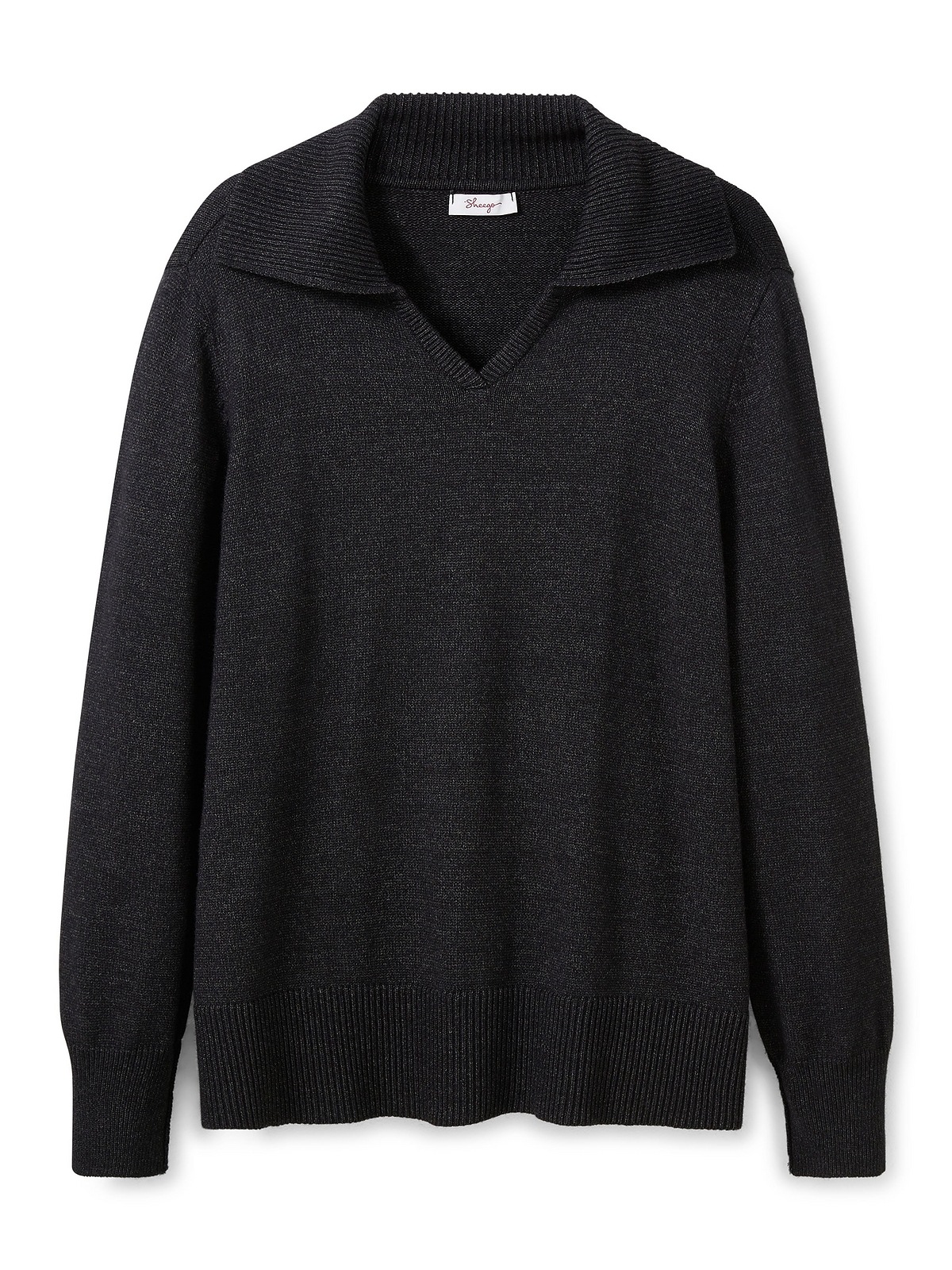 Sheego V-Ausschnitt-Pullover »Große Größen«, in A-Linie, mit großem Rippstrick-Kragen