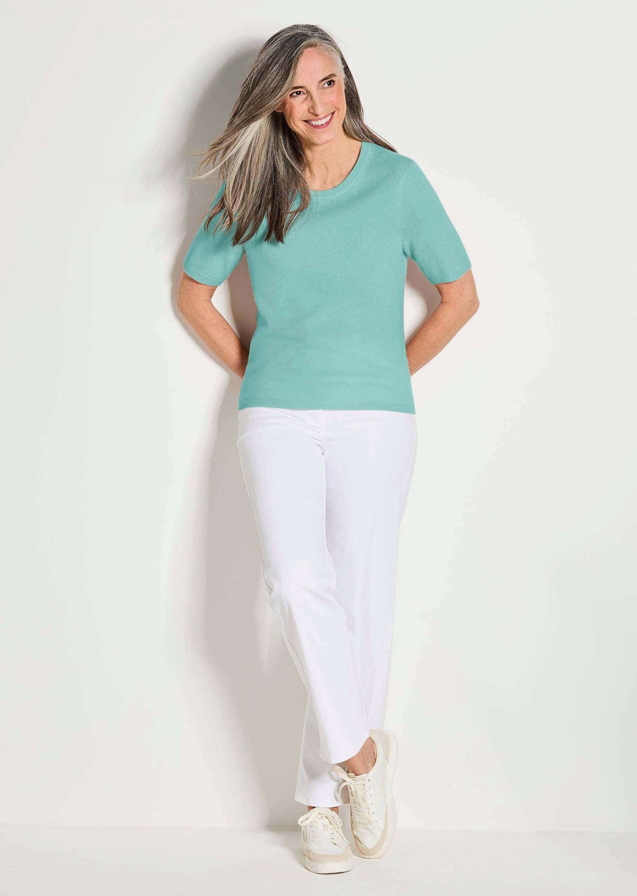 GOLDNER Kurzarmpullover "Halbarmpullover mit Rundhals aus Kaschmir" günstig online kaufen