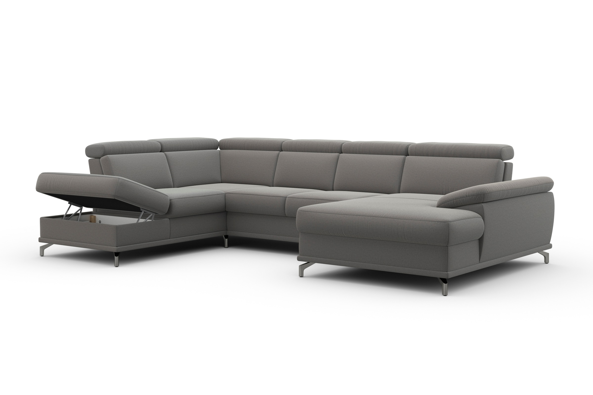 sit&more Wohnlandschaft »Cabrio U-Form, mit Sitztiefenverstellung, Arm- und Kopfteilverstellung«, 3 Nierenkissen, Federkern, optional Bettfunktion und Stauraum