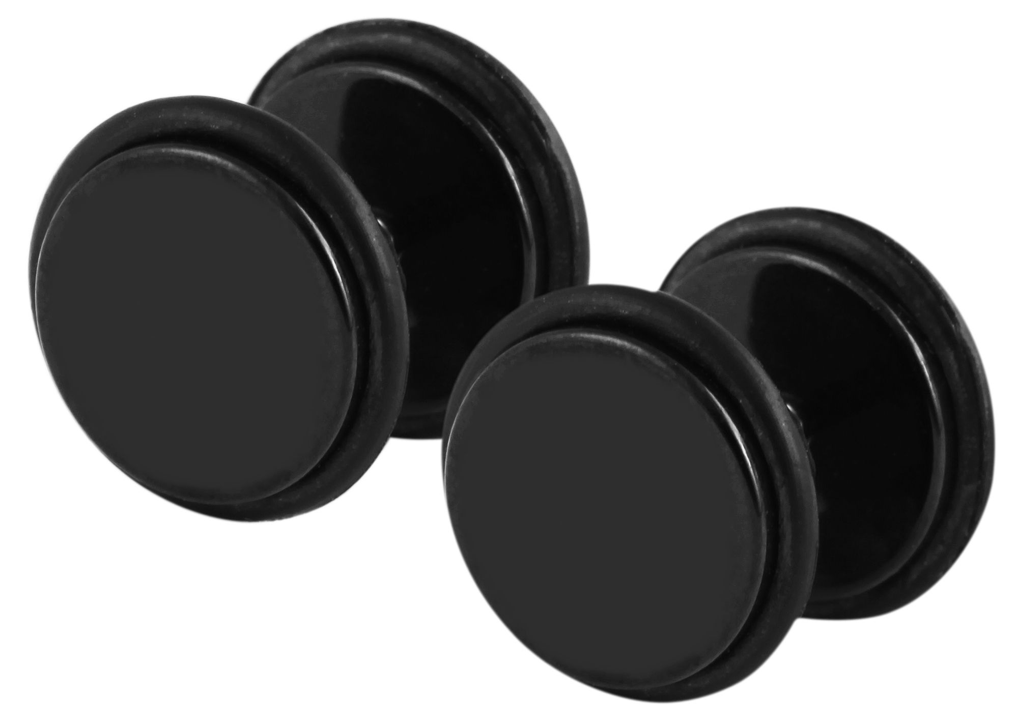 Adelia's Unisex Fake Plug Earrings Black 1.2cm 2