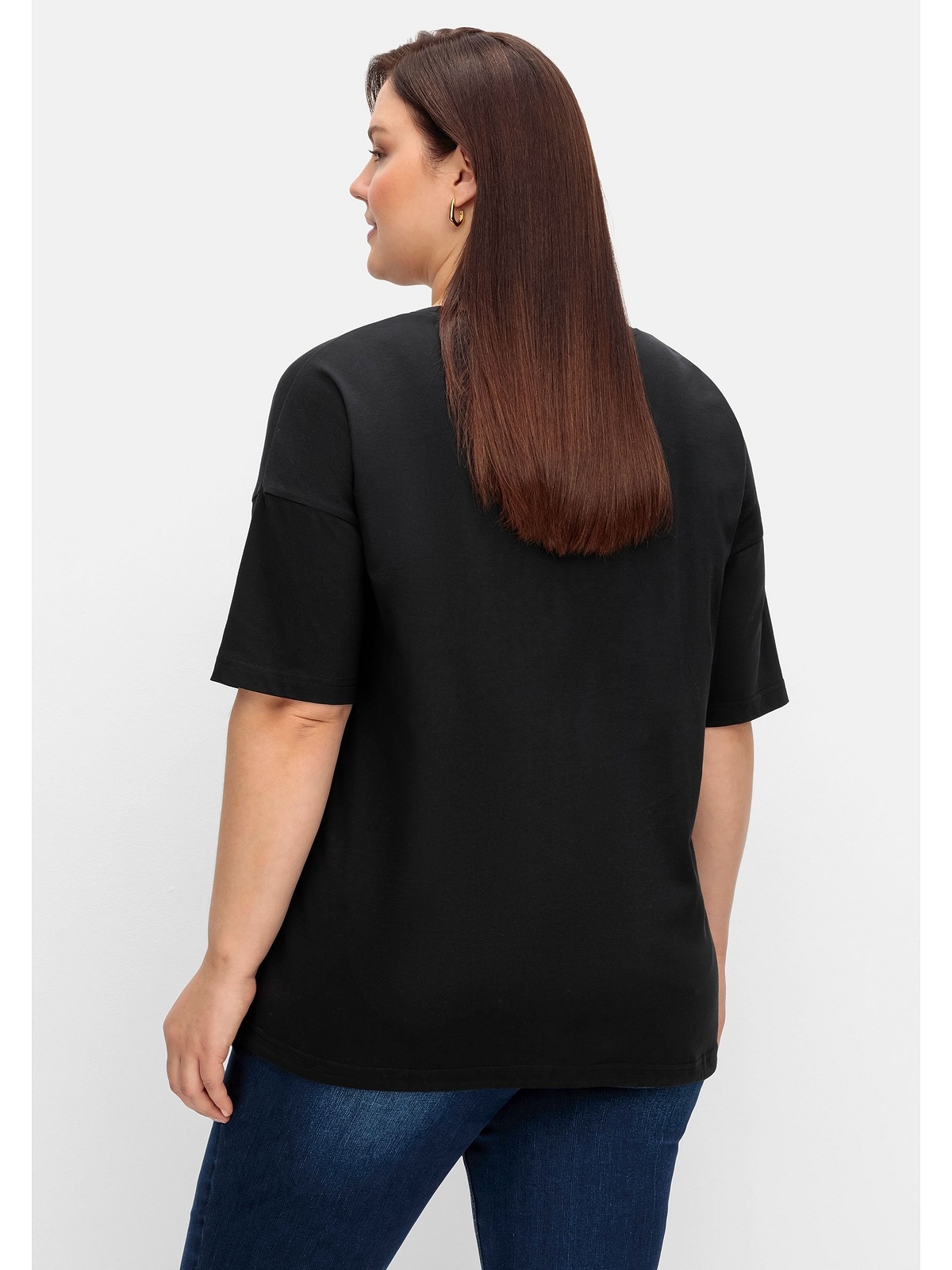 mit Tunnelzug und Schriftzug Größen«, bestellen seitlichem »Große T-Shirt Sheego | BAUR