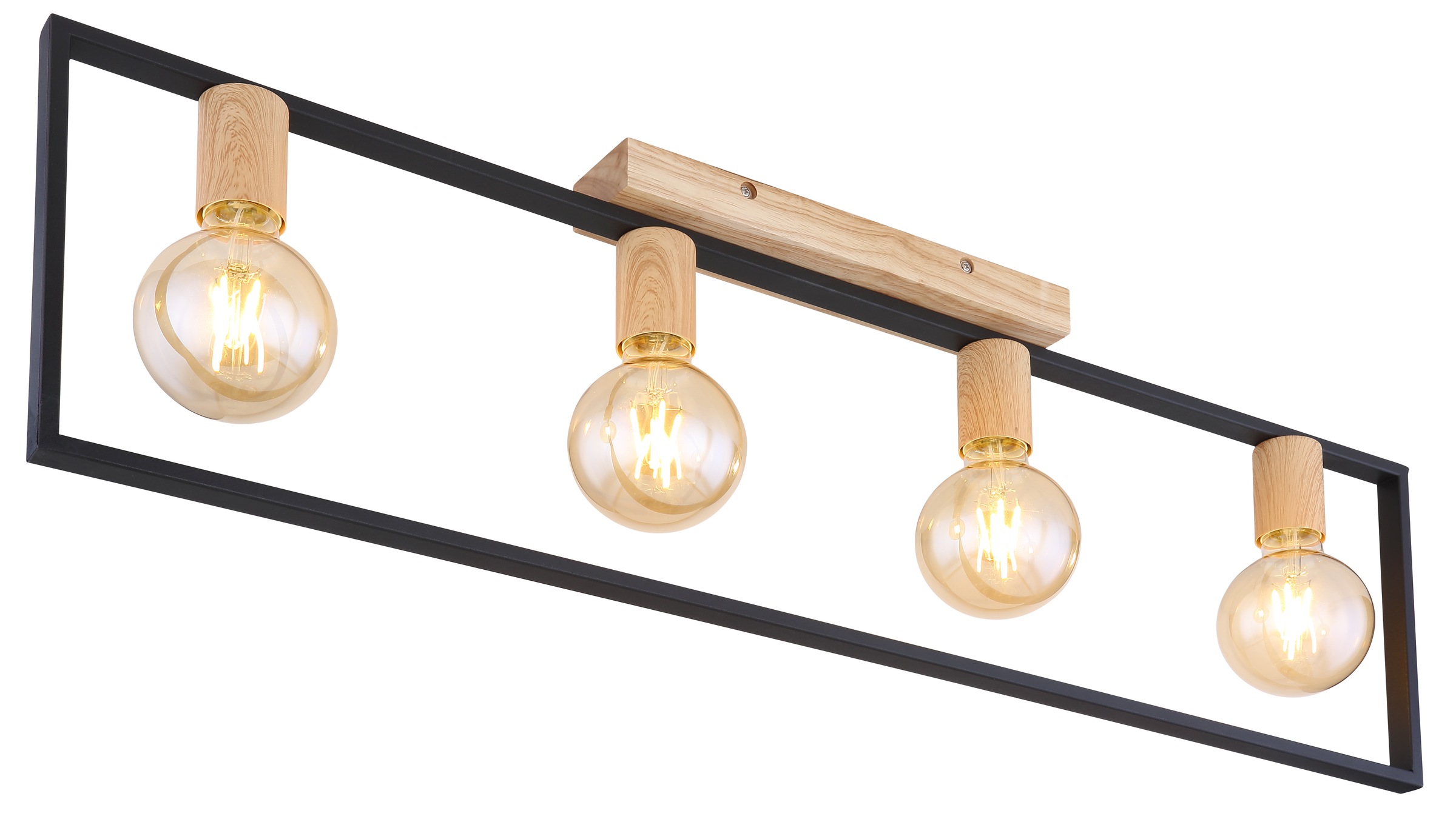 GLOBO LIGHTING Deckenleuchte »DANIEL« E27 1 Stk. LED Deckenleuchte schwarz matt mit Holzoptik, modern