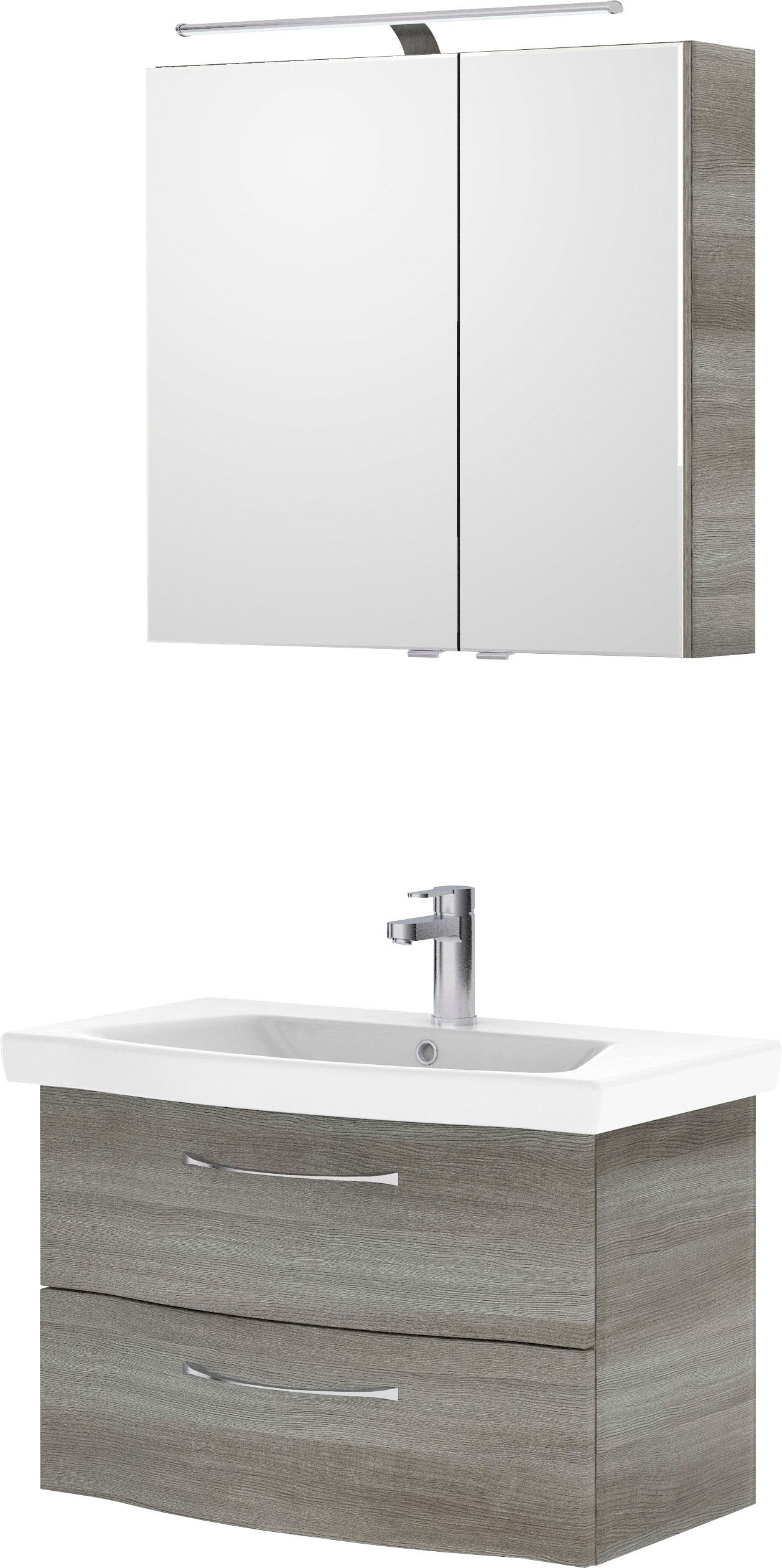 Saphir Badmöbel-Set »6005 Sprint 2-teilig, Keramik-Waschtisch mit LED-Spiegelschrank«, (2 St.), Waschplatz 82 cm breit, inkl. Türdämpfer, 2 Türen, 2 Schubladen