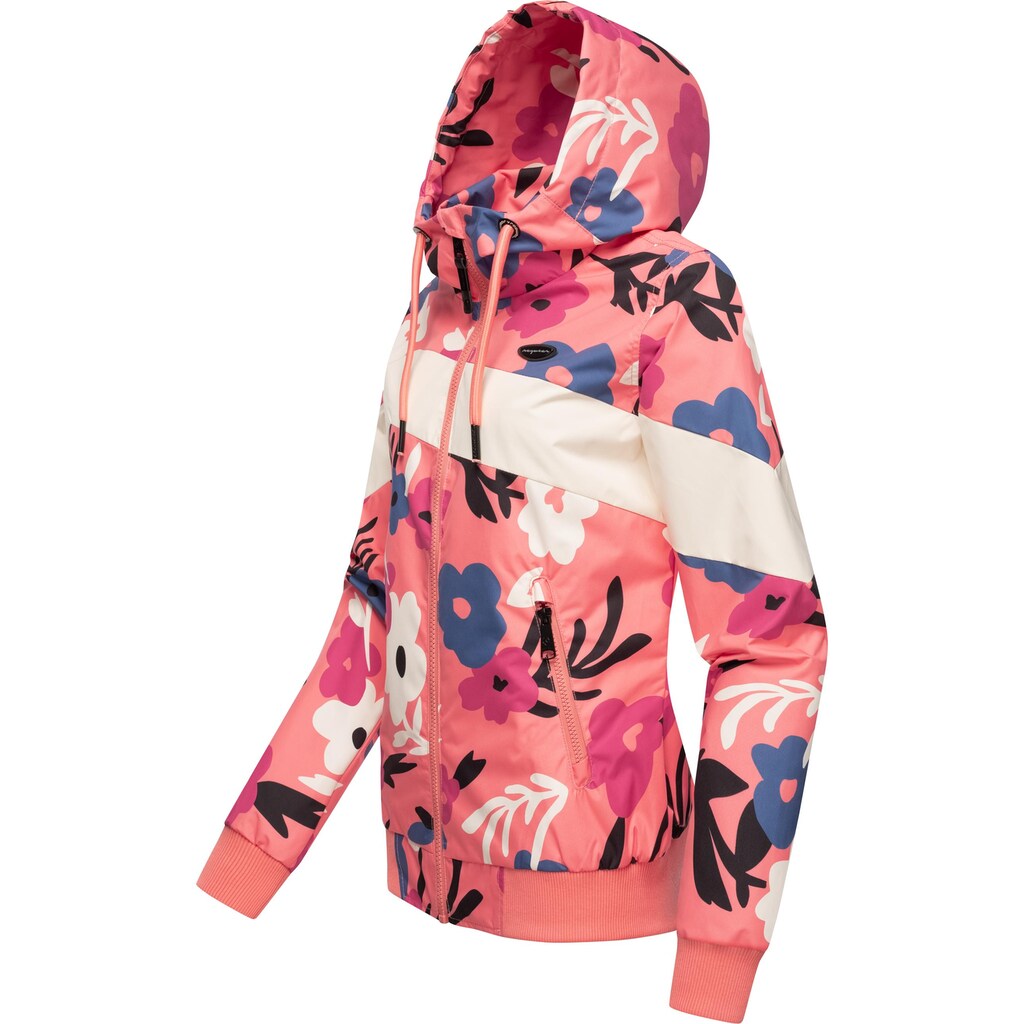 Ragwear Outdoorjacke »Nuggie Block Flower«, mit Kapuze