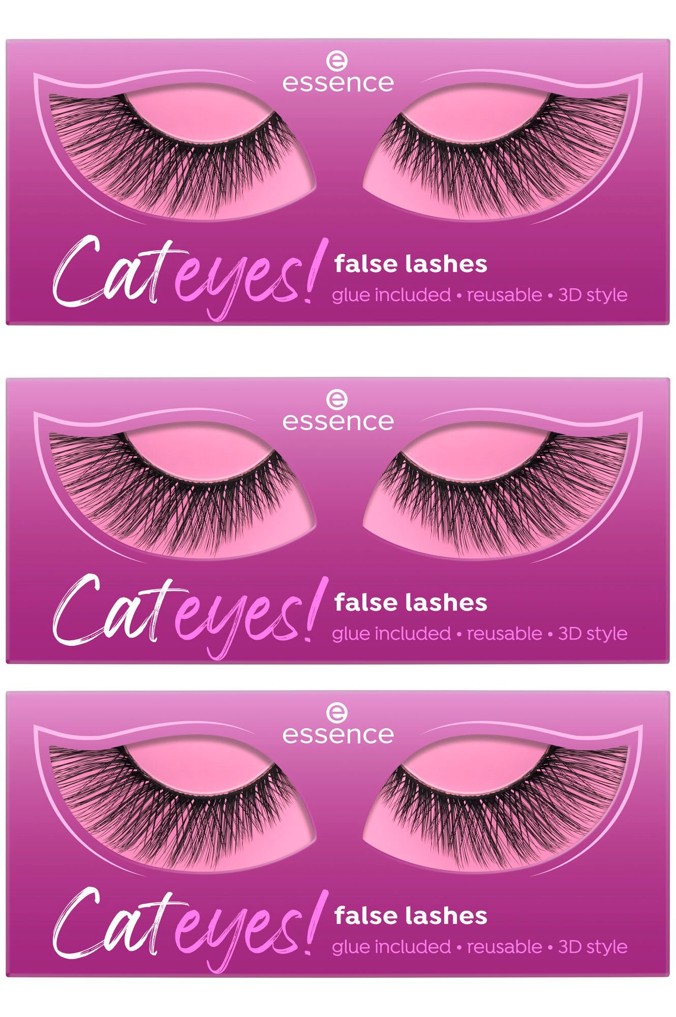 Essence Bandwimpern »Cateyes! false lashes«, (Set, 3 tlg.), mit Katzenaugen-Effekt