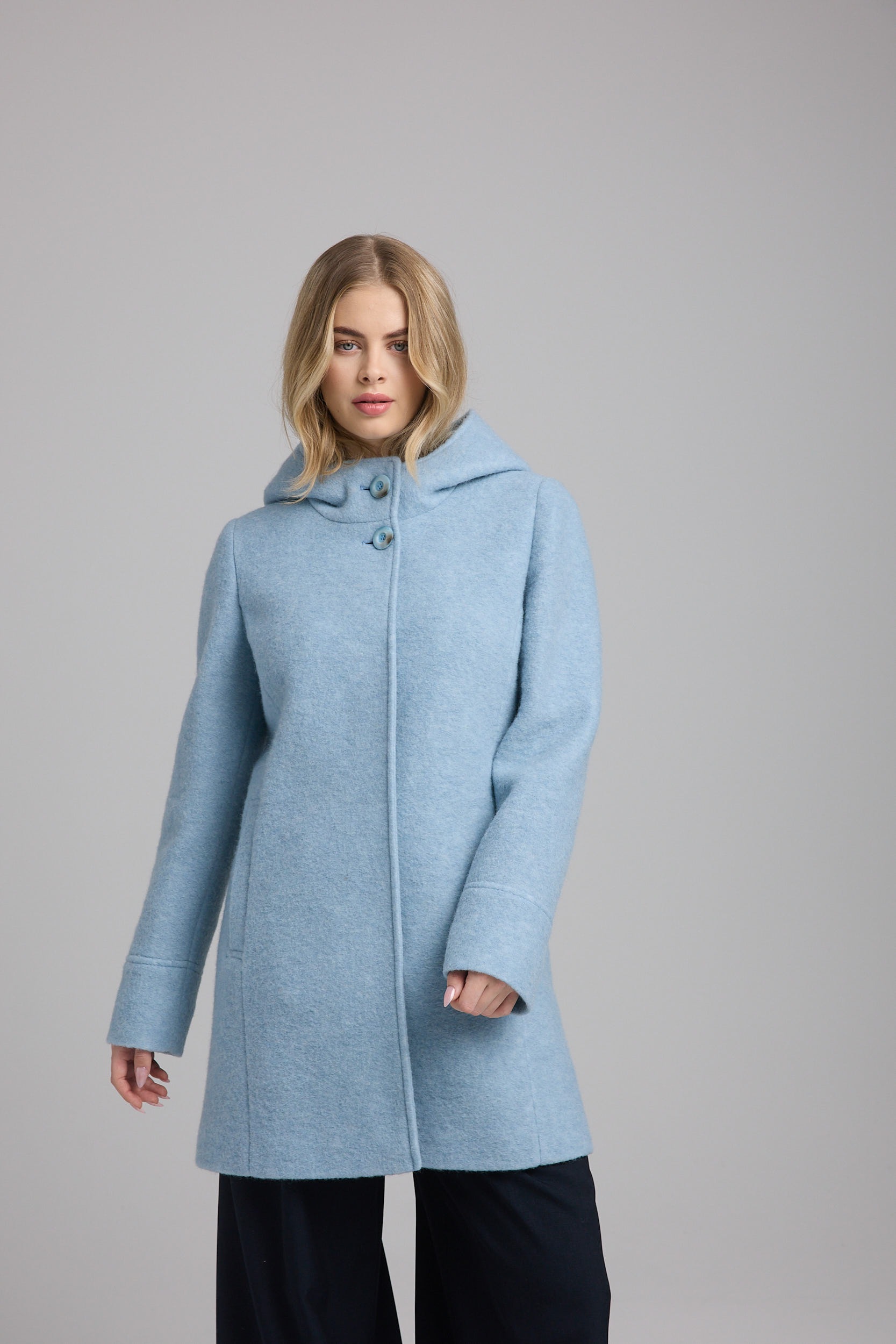 MANISA mit Kapuze Wollparka mit Kapuze und verdeckten Knöpfen günstig online kaufen