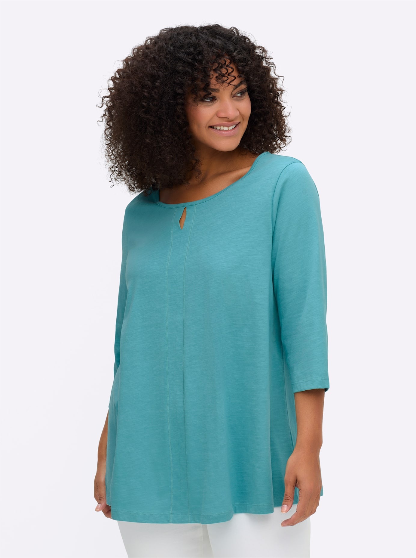SHEEGO Damen 3/4-Arm-Shirt "3/4-Arm-Shirt"ozean, Gr. 56, unifarben, 100% Baumwolle, Shirts