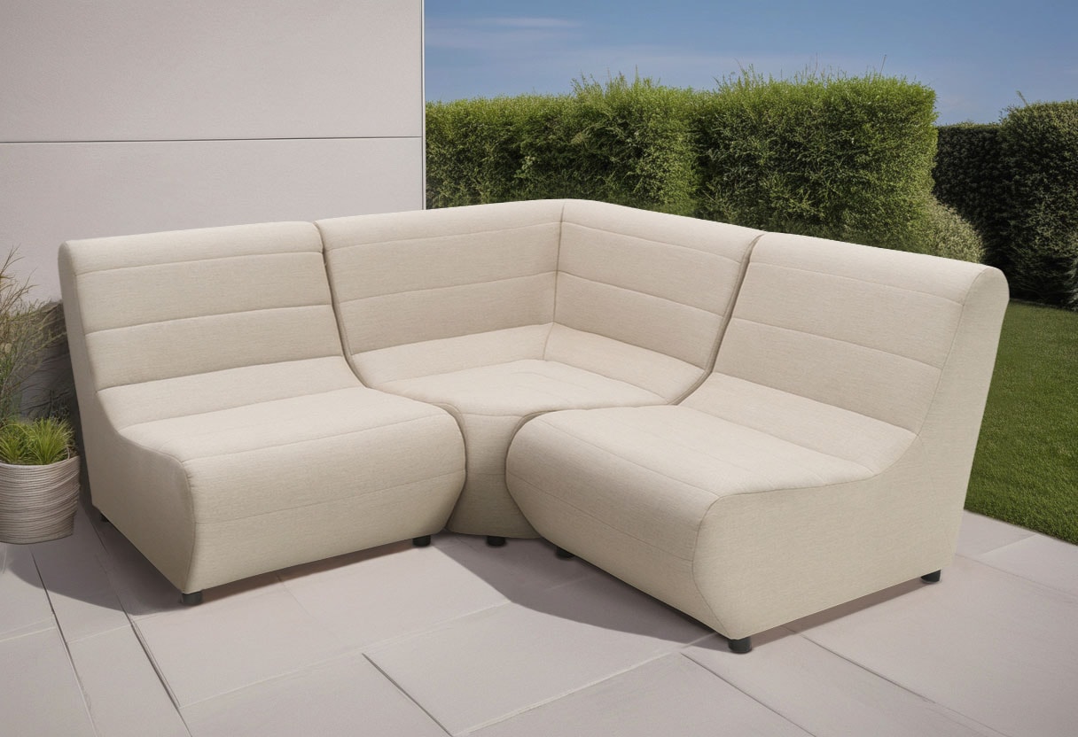 DOMO collection Sofa-Eckelement »Soleil, pflegeleichter und wetterfester Bezug«, Outdoor, besonderes Design und Formgebung, individuell erweiterbar