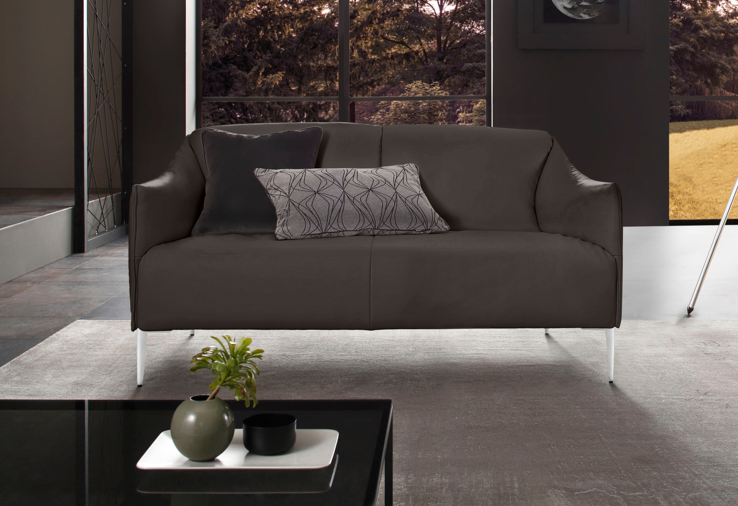 W.SCHILLIG 2-Sitzer "sally Design Sofa mit schmalen Armlehnen, bequem und elegant" mit Metallfüßen in Chrom glänzend, Breite 154 cm