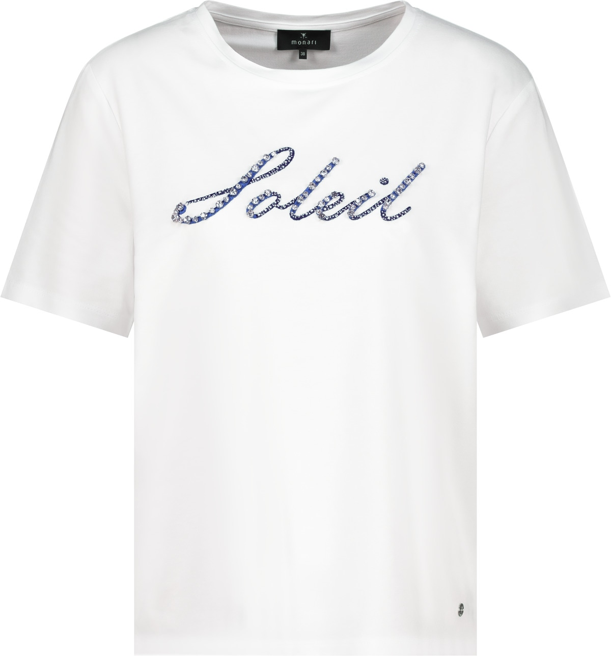 Monari T-Shirt »Shirt Schmuckschrift«, Mit Rundhalsausschnitt