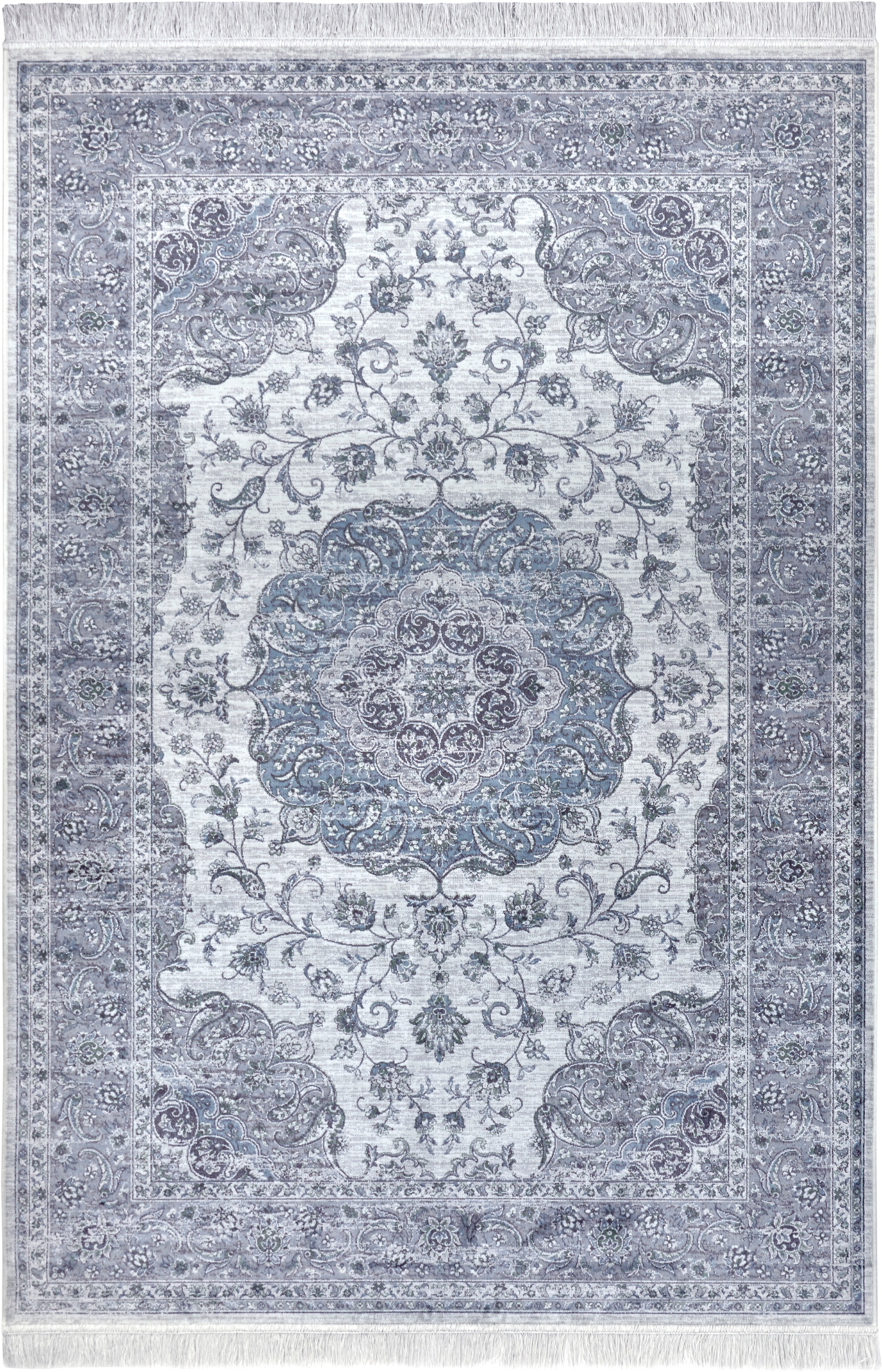 NOURISTAN Designteppich »Tabriz Casim«, rechteckig, 5 mm Höhe, mit Fransen, Seiden Optik, Orient Design, Gekettelt, Robust