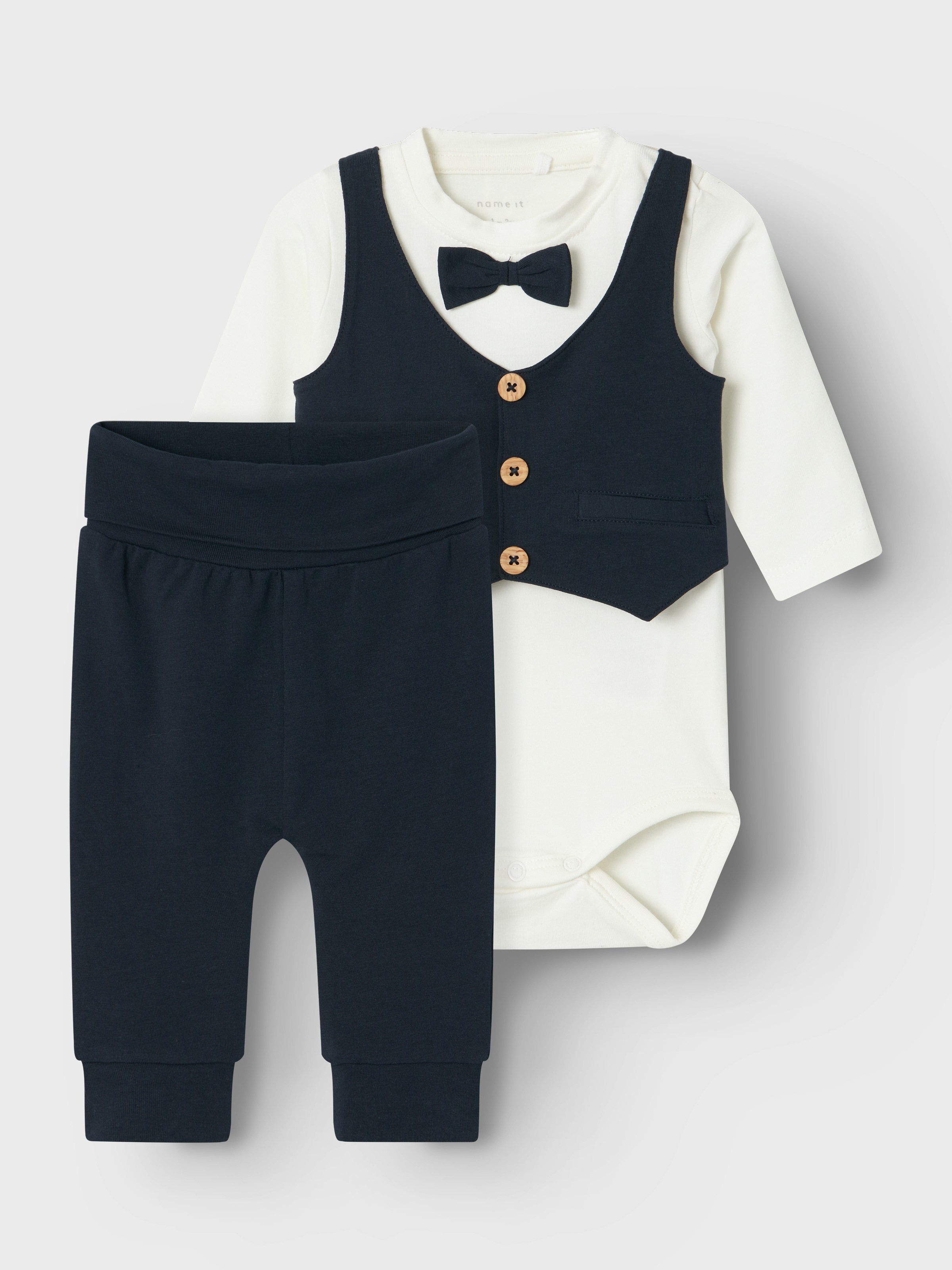 NAME IT Jungen Body "NBMADAM LS BODY SET NOOS", Gr. 74, blau, Sweatware, Obermaterial: 95% Baumwolle, 5% Elasthan, unifarben, Bodys