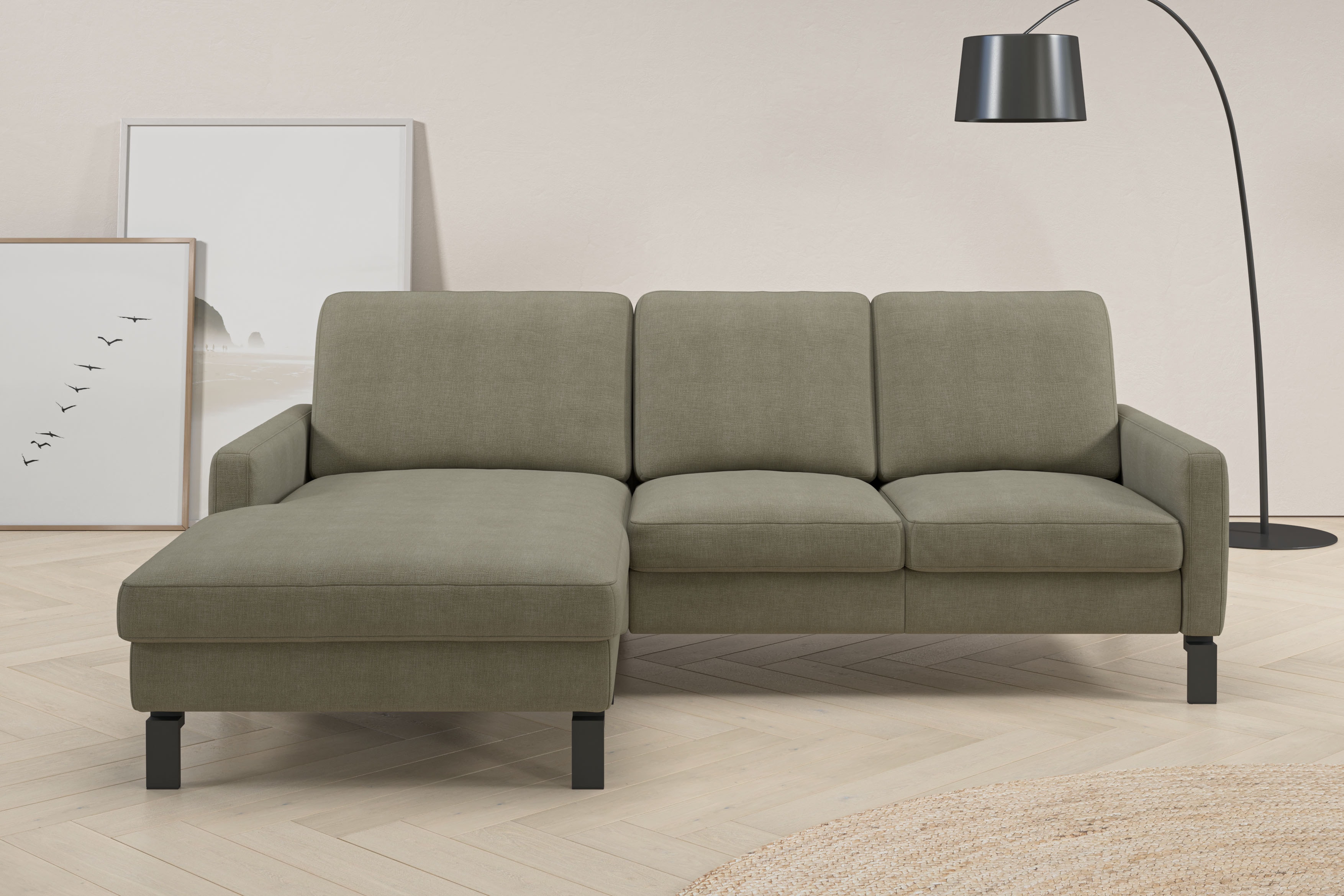 Home affaire Ecksofa "Lecce, L-Form, Federkernpolsterung, Breite 224 cm" inkl. saugroboterfreundliche Höhe & schmale Armlehnen