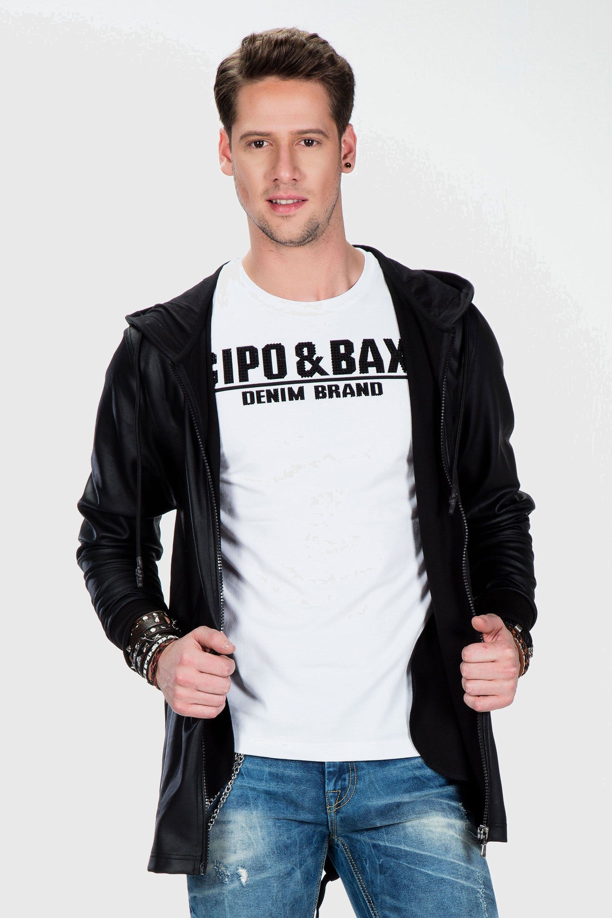 Cipo & Baxx Allwetterjacke »Jacke«, mit Kapuze, im unifarbenen Look