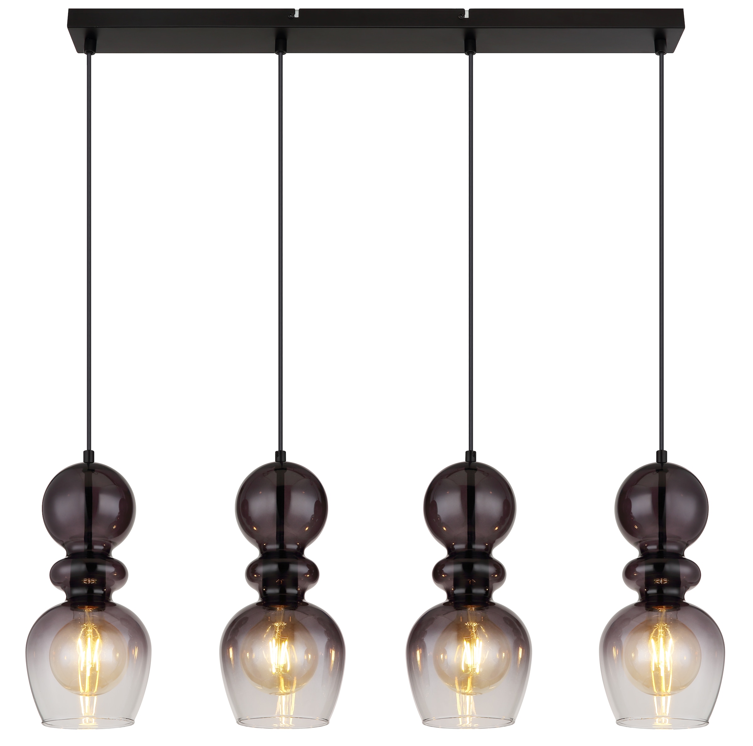 GLOBO LIGHTING Hängeleuchte »CLARITY«, Leuchtmittel E27 | ohne Leuchtmittel, Hängelampe/Schlafzimmer/Wohnzimmer/schwarz/ 4 bauchige Gläser