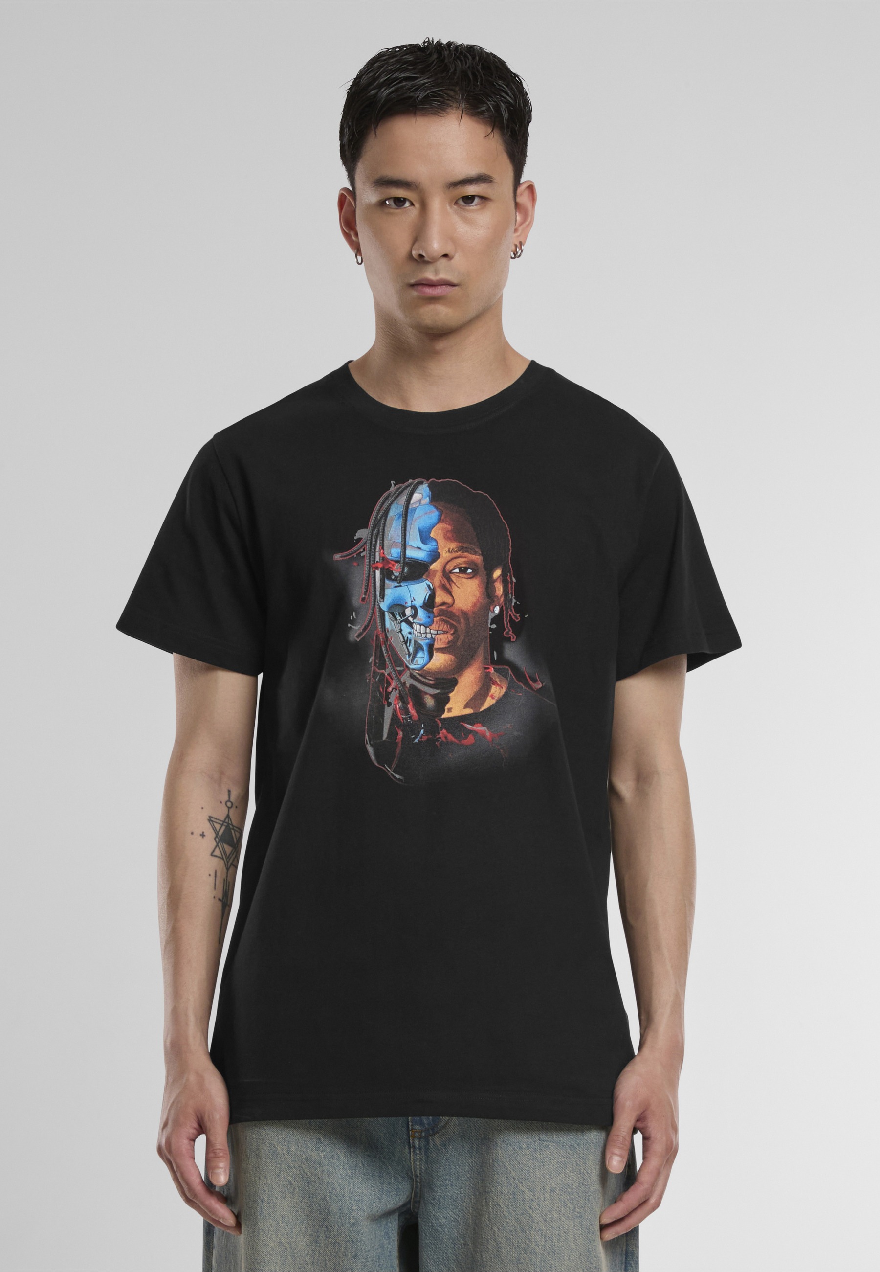 MisterTee T-Shirt »MisterTee Herren Half Face Tee« 1 Stk.