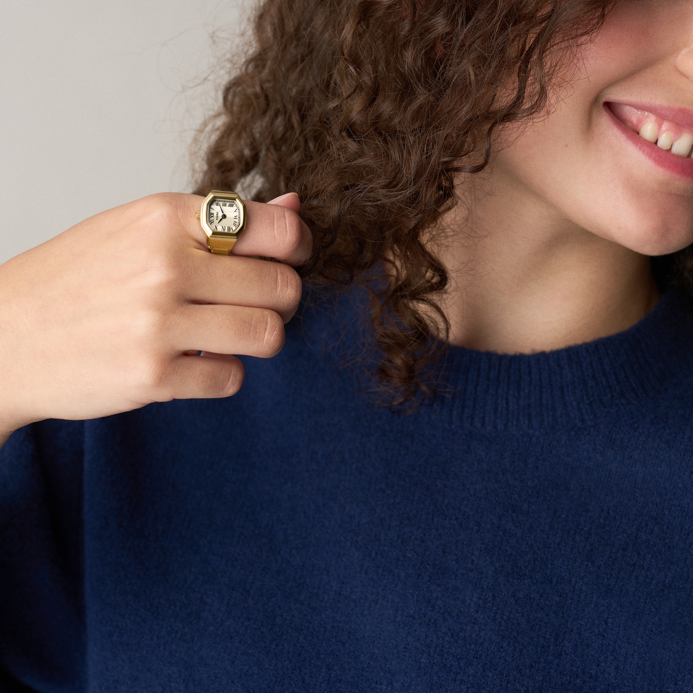 Fossil Quarzuhr »HARLOW WATCH RING« Armbanduhr, Damenuhr, Edelstahlarmband, analog