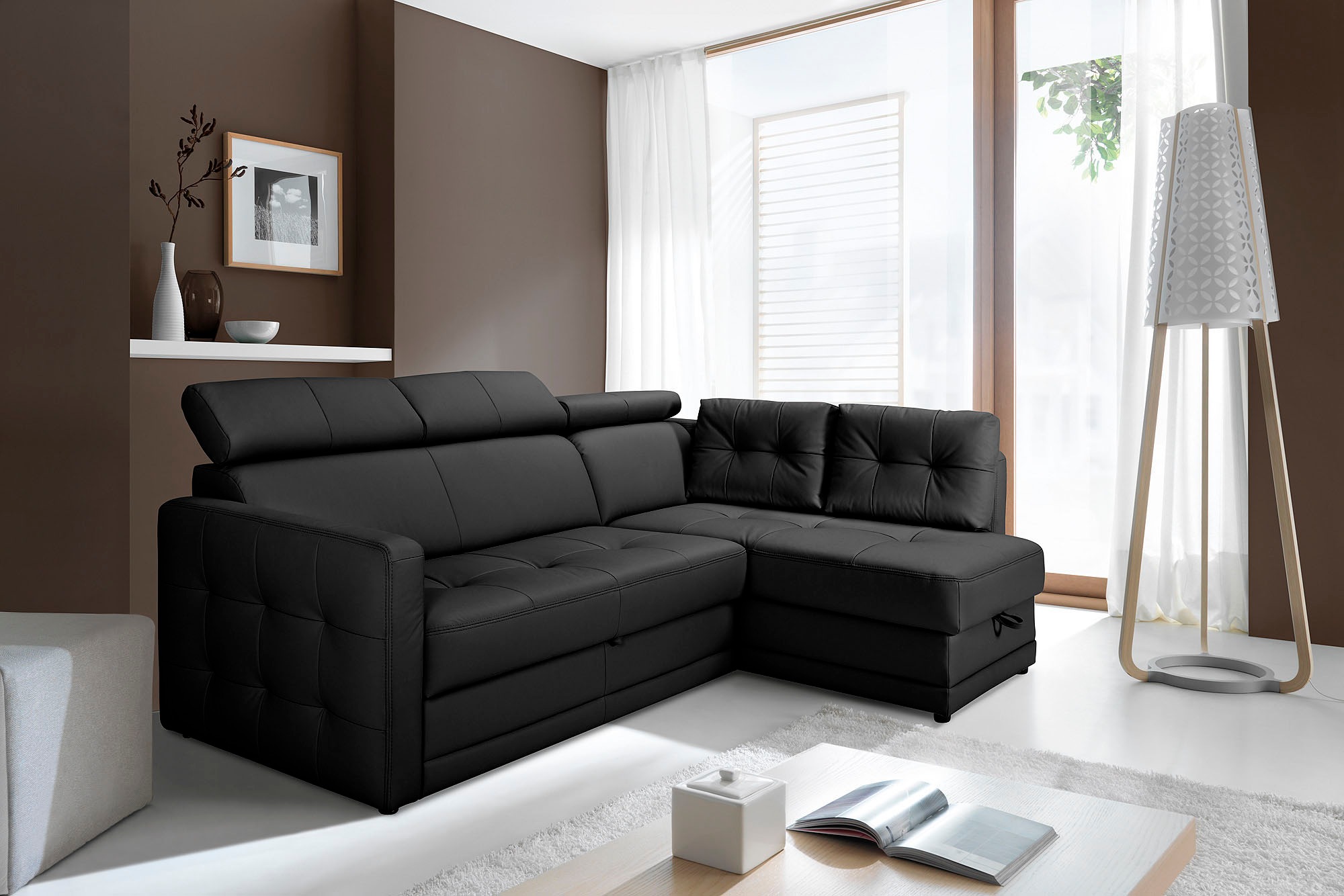 exxpo - sofa fashion Ecksofa »Arles, bequeme Federkernunterfederung, OTTOs Choice, L-Form«, wahlweise mit Bettfunktion und Bettkasten, inkl. Kopfteilverstellung