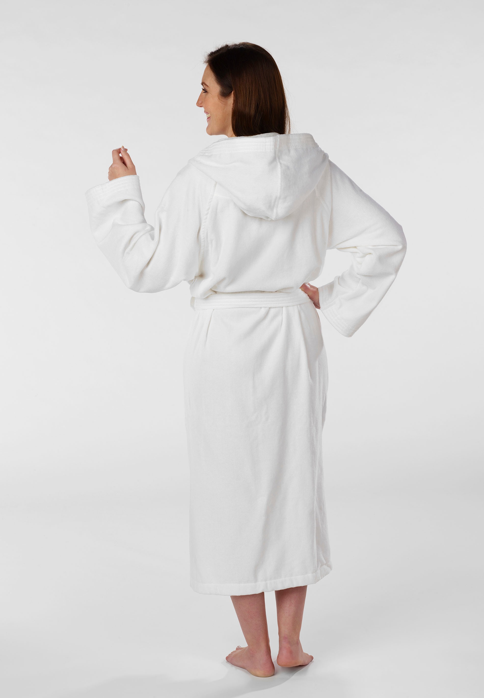 Biberna Unisex-Bademantel »Meike«, (1 St., mit Gürtel), Velours Bademantel für Damen & Herren, mit Kapuze, feine Samt-Optik