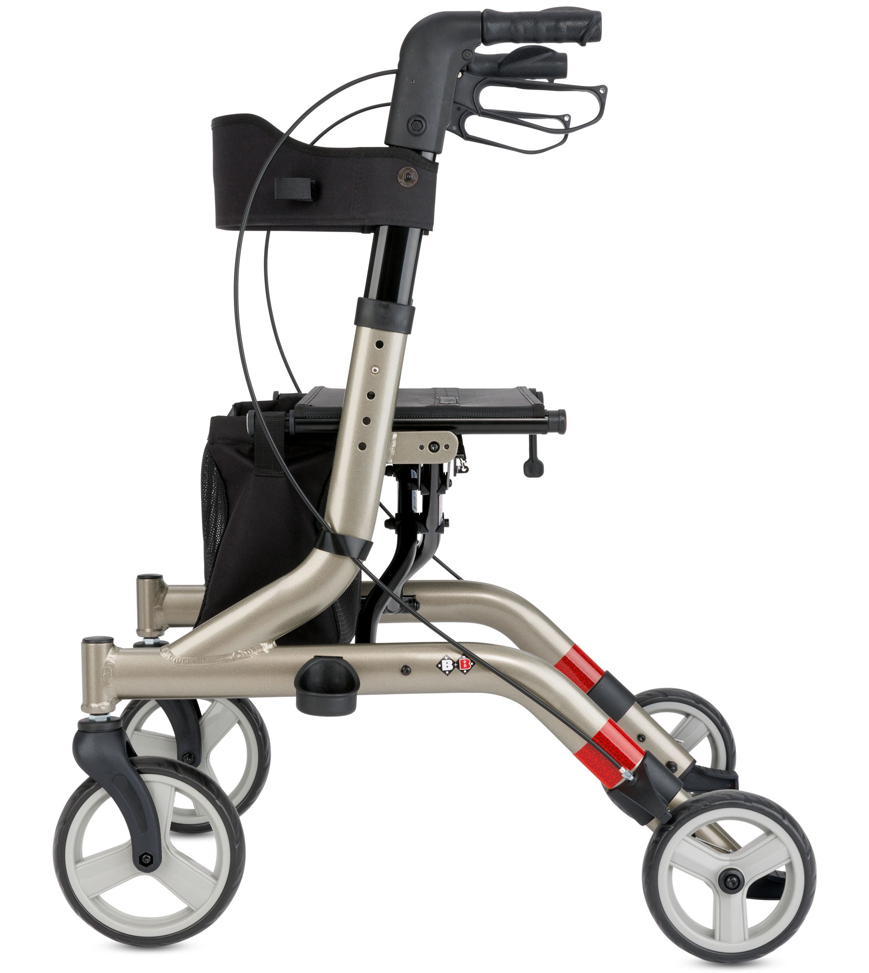 Bischoff & Bischoff Rollator »Capero Rollator«, faltbare Senioren Gehhilfe mit Rückengurt, Tasche und Stockhalter