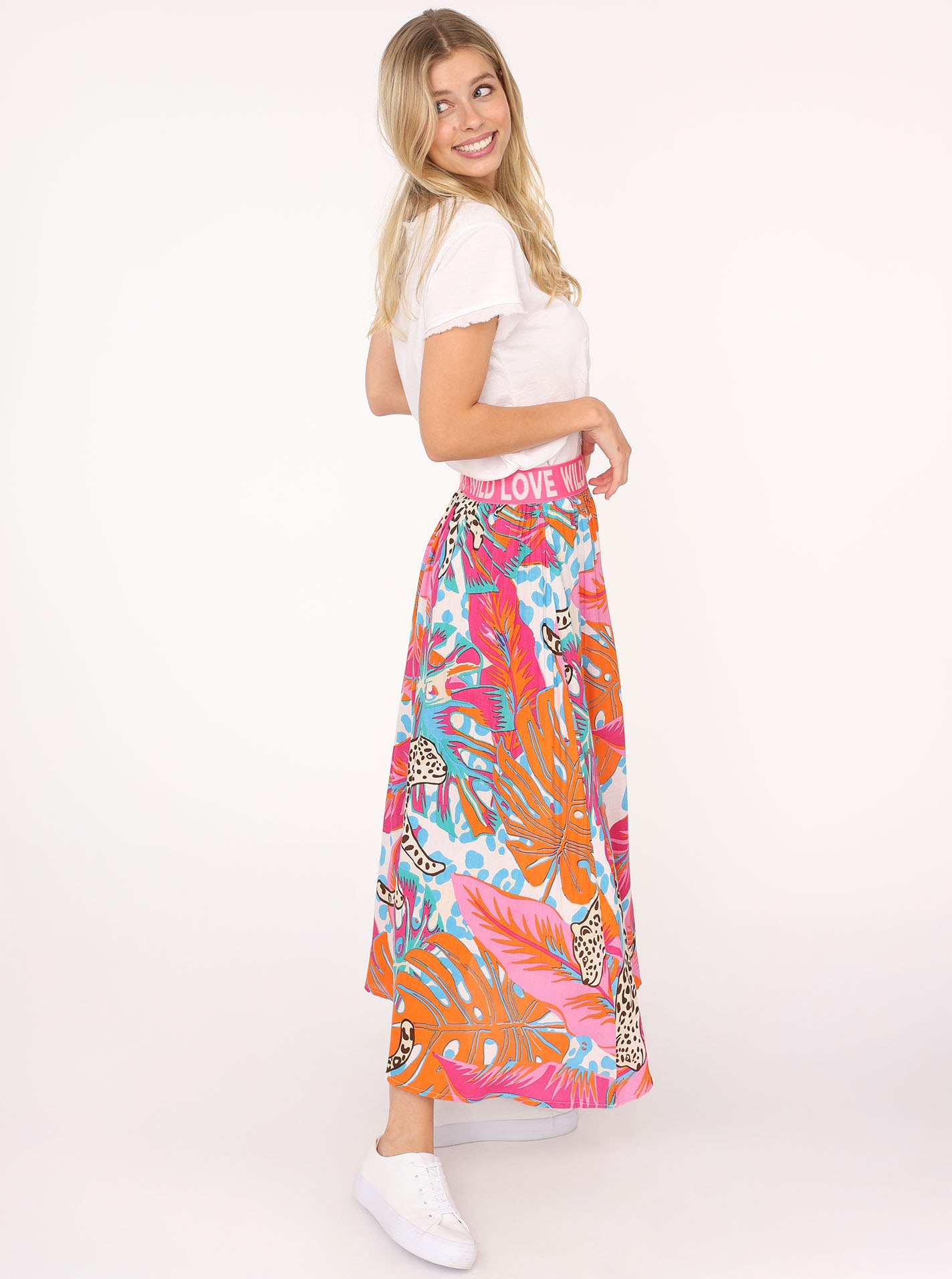Zwillingsherz Maxirock ""Dschungel Leopard"" Animal-Print, bunten Blättern, günstig online kaufen