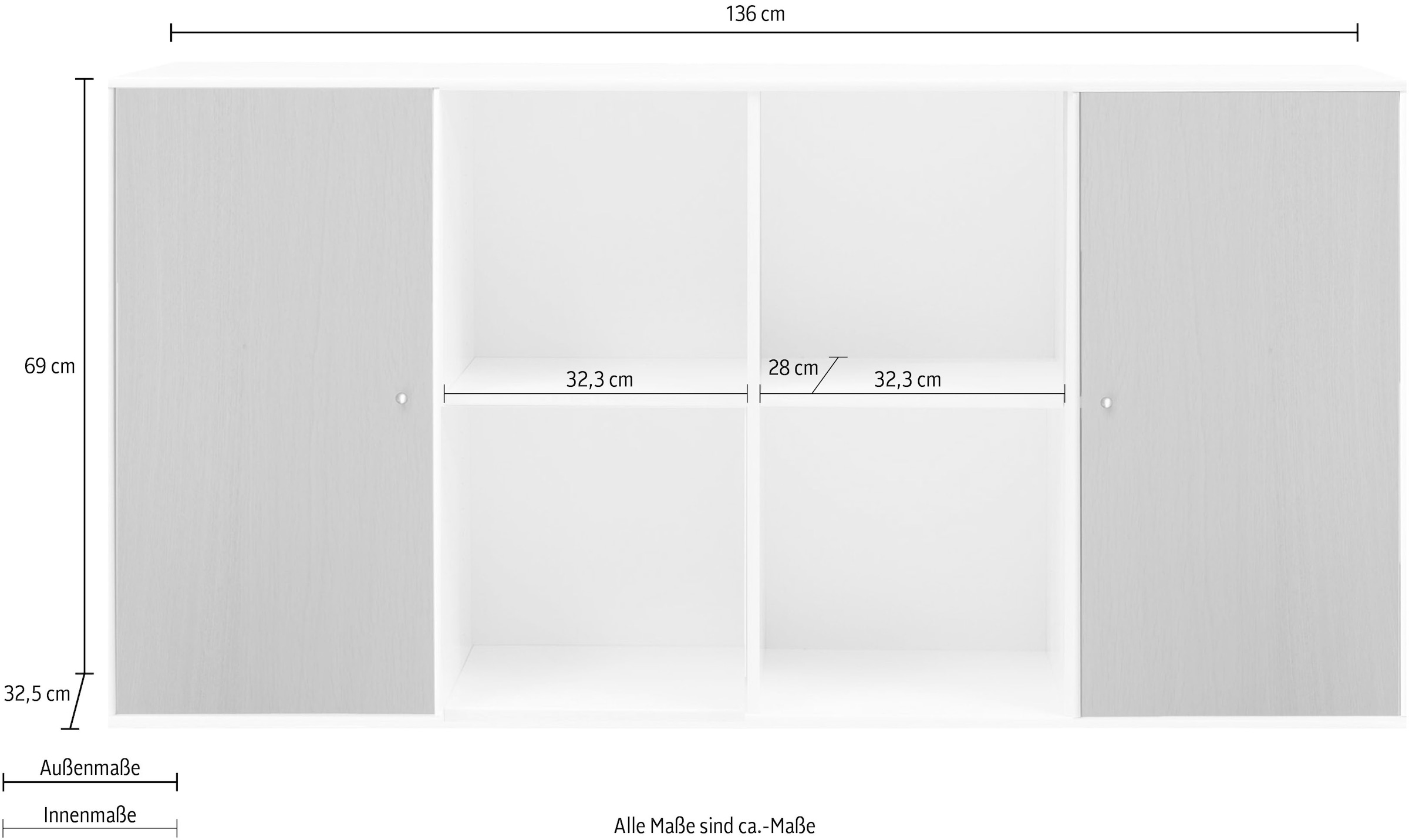 BAUR Hammel »Mistral Türen, cm | Wandmontage/stehend, Furniture mit 136 Kubus«, Breite: Sideboard