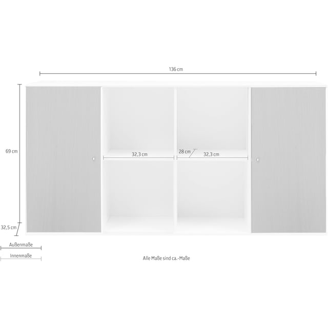 Hammel Furniture Sideboard »Mistral Kubus«, mit Türen, Wandmontage/stehend,  Breite: 136 cm | BAUR