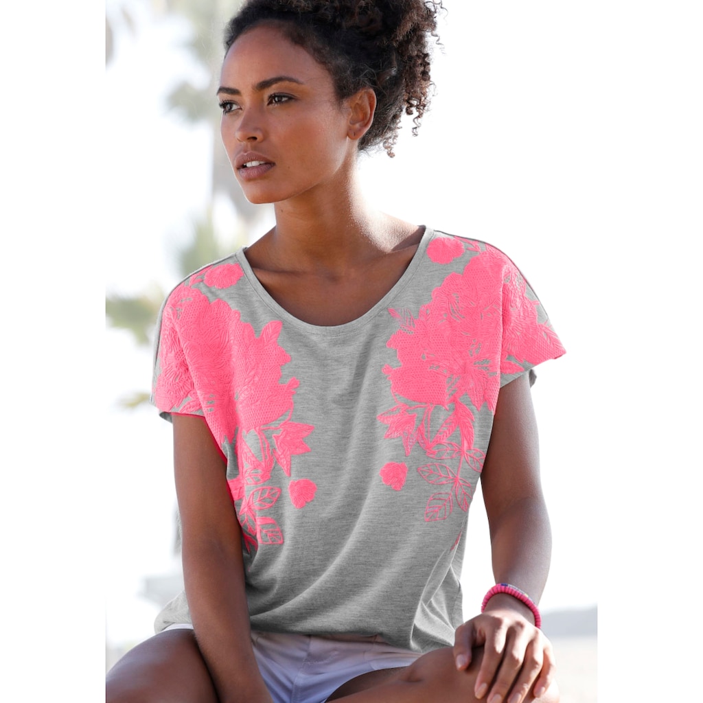 Vivance T-Shirt, mit Neonprint, Kurzarmshirt, lockere Passform