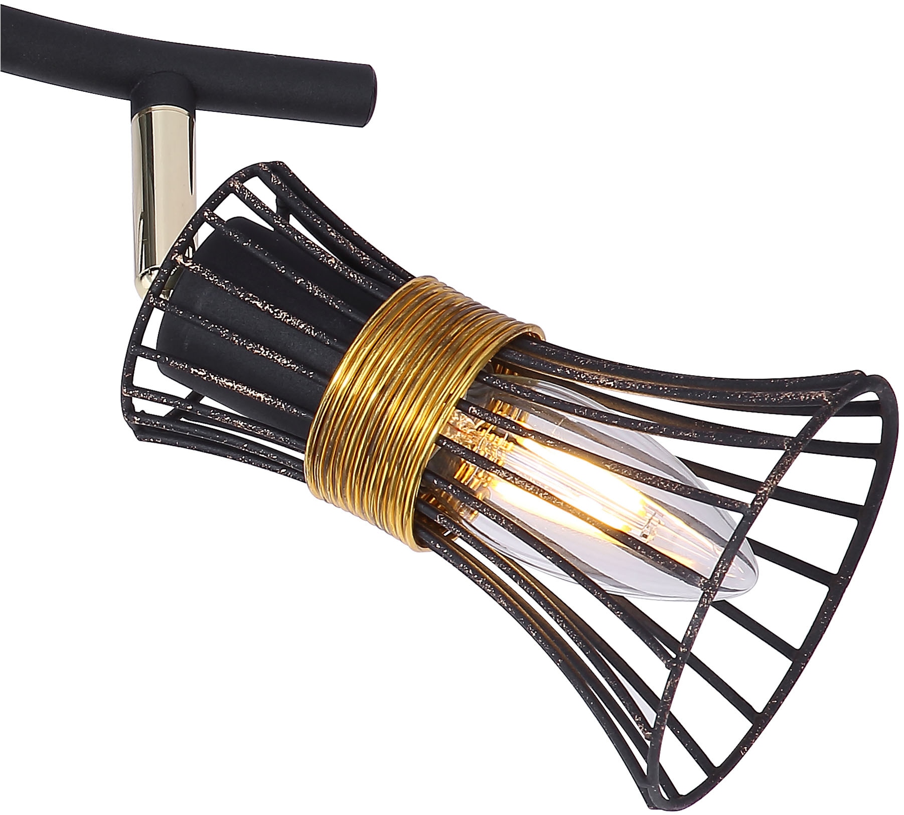 GLOBO LIGHTING Deckenstrahler »PURRA«, Leuchtmittel E14 | ohne Leuchtmittel, Deckenspot/schwarz/goldfarben/Metallstäbe/Flur