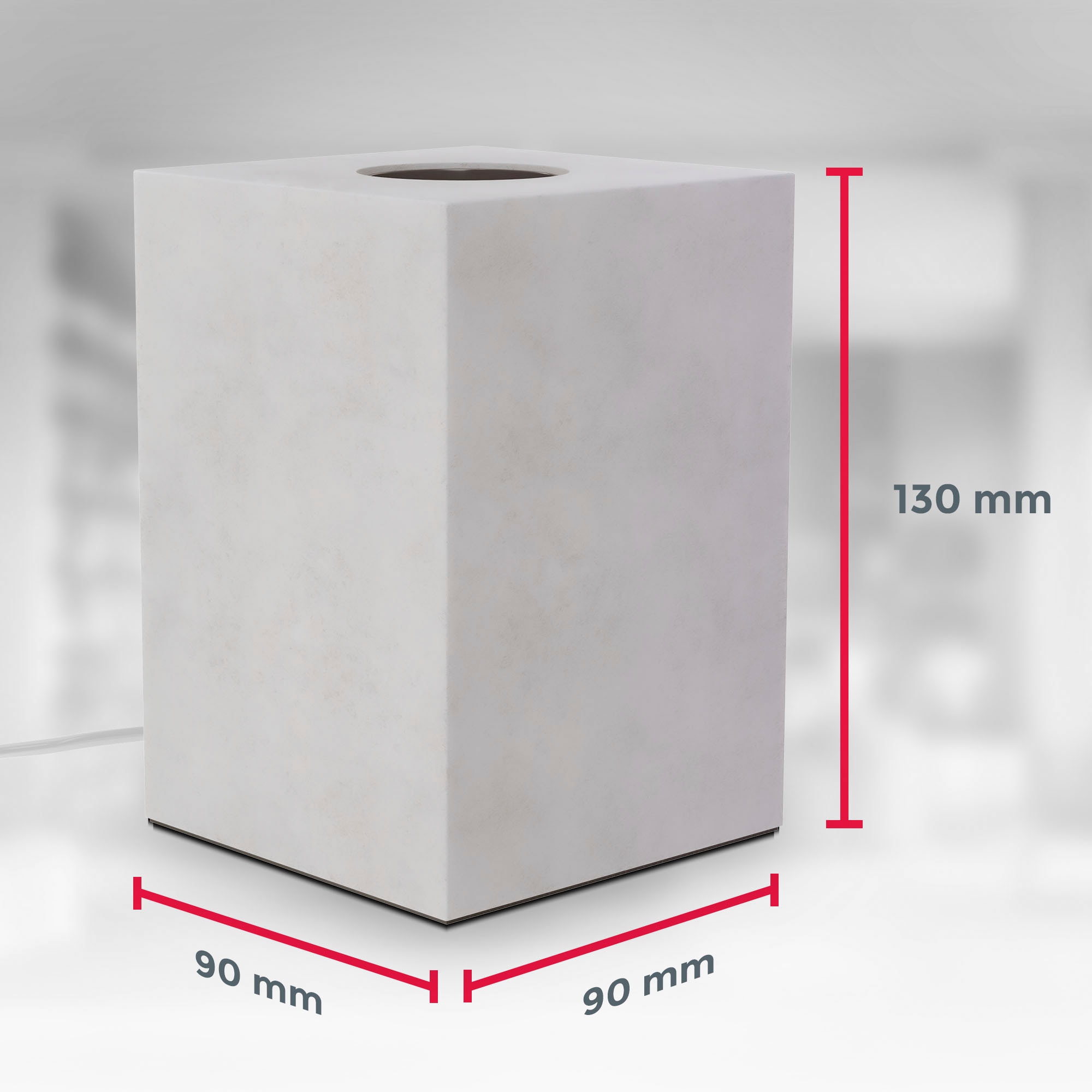 B.K.Licht Tischleuchte »BK_TL1479 Beton-Tischlampe, Eckig, Grau, E27-Fassung«, 1 flammig, Leuchtmittel E27 | ohne Leuchtmittel, mit Kabelschalter, ohne Leuchtmittel (max. 40W), 9x9x13 cm