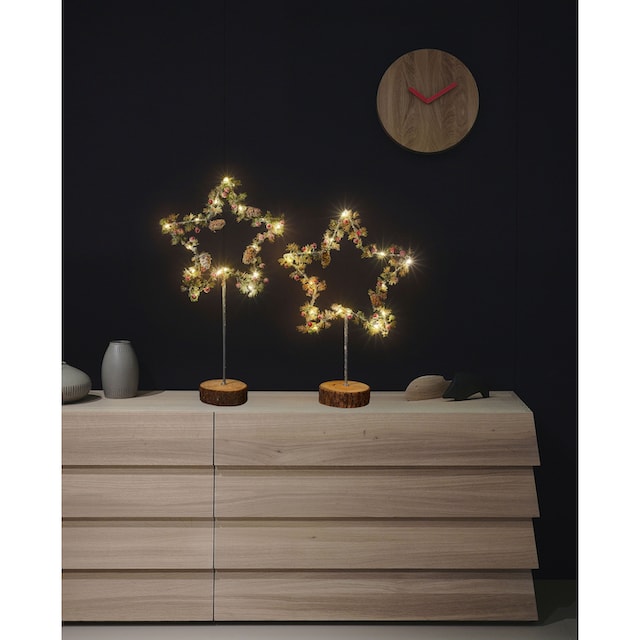 BONETTI LED Stern »Weihnachtsstern, Früchte und Zapfen«, 2er Set, mit  Holzfuß, Höhe ca. 39 cm + 49 cm, Weihnachtsdeko kaufen | BAUR