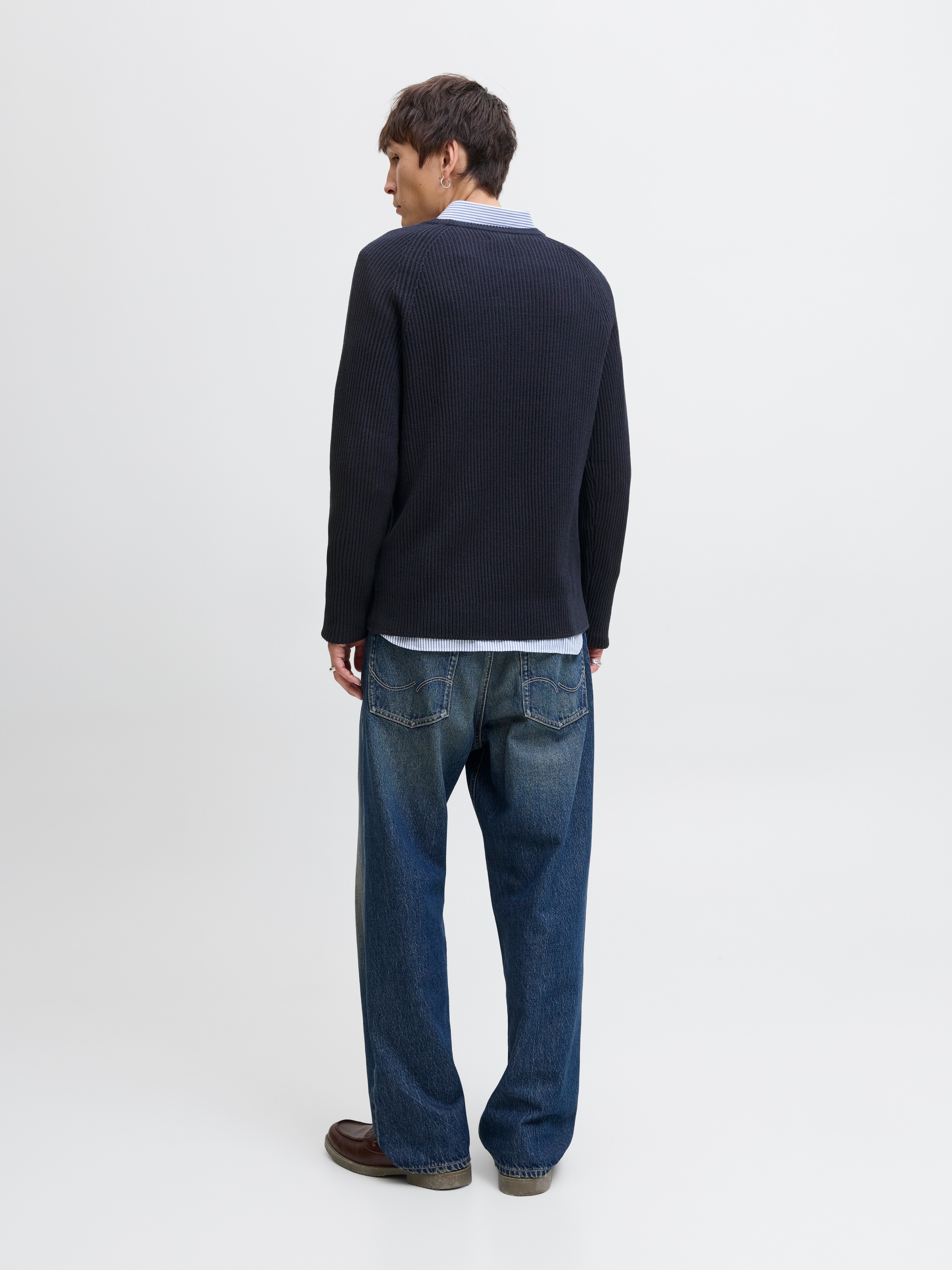 Jack & Jones Rundhalspullover »JJPANNEL KNIT CREW NECK AW25«