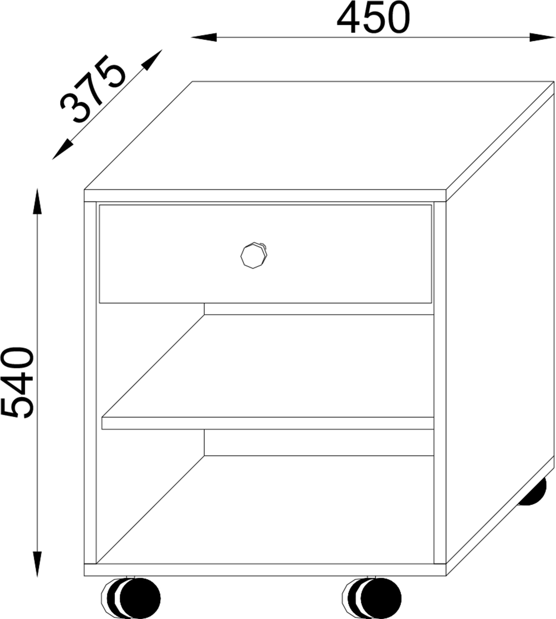 VCM Container »VCM Rollcontainer | Beistellcontainer mit zwei offenen Fächern | Maße ca. H. 54 x B. 45 x T. 38 cm | Bürocontainer - Salda«, (1 St.)