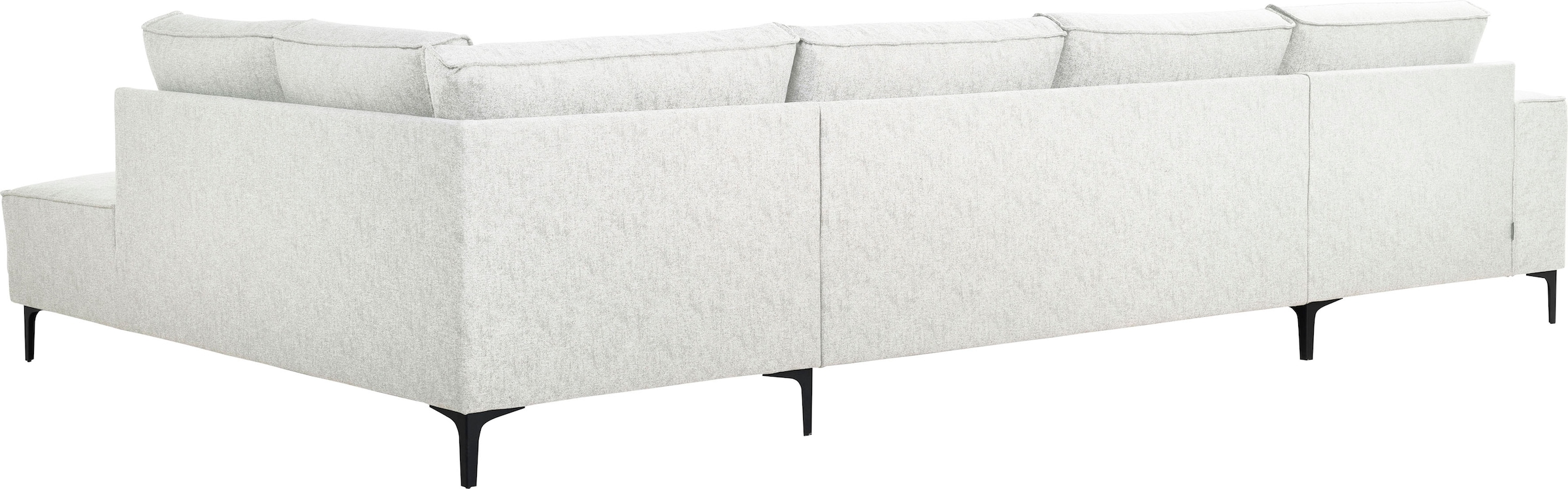 Places of Style Wohnlandschaft »XXL Sofa Oland, Struktur, Flachgewebe, Luxus-Microfaser, Boucle«, U-Form, 345 cm, Wellenunterfederung, Skandi-Design, Metallfüße