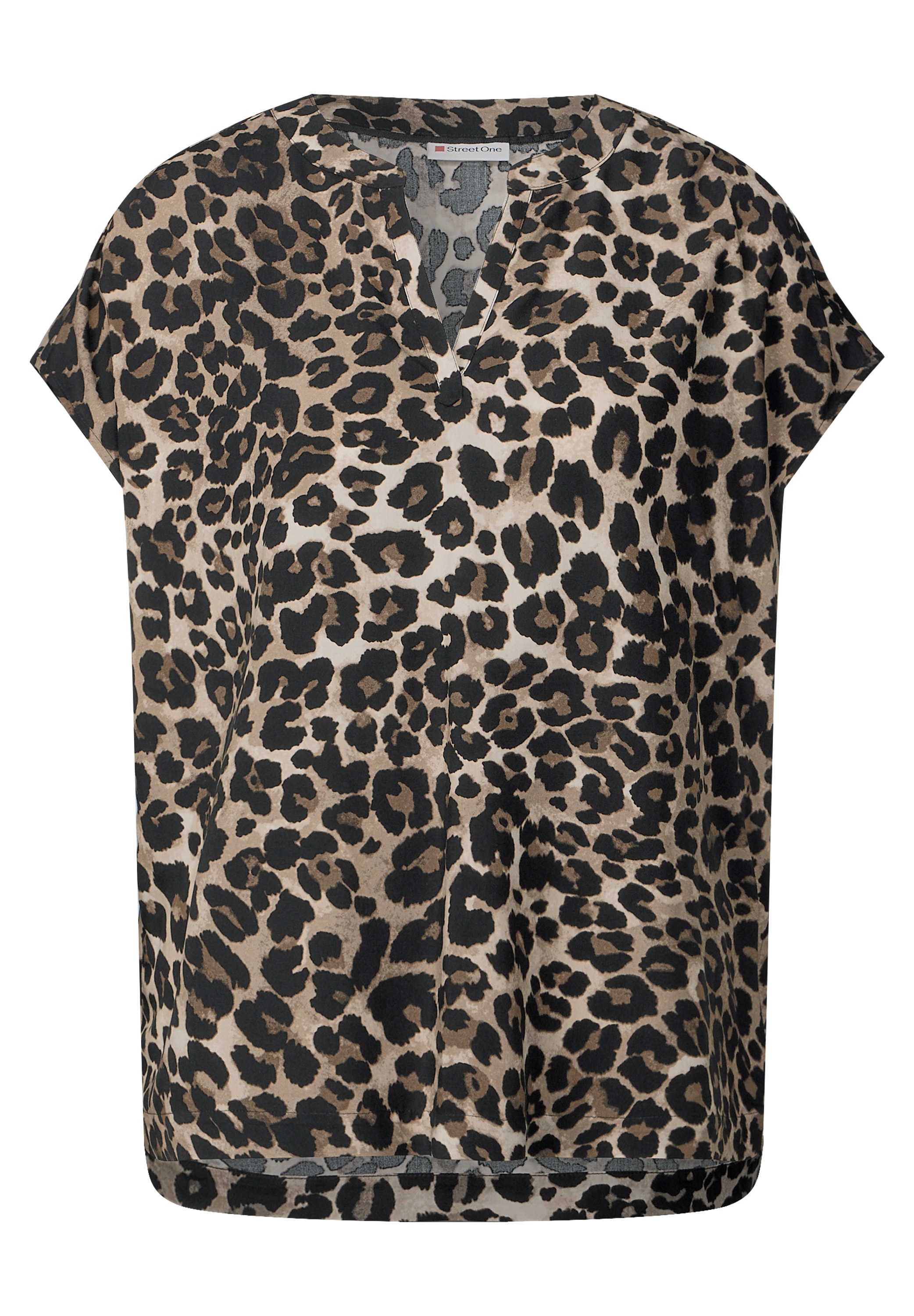 STREET ONE Kurzarmbluse, mit Leoparden Muster
