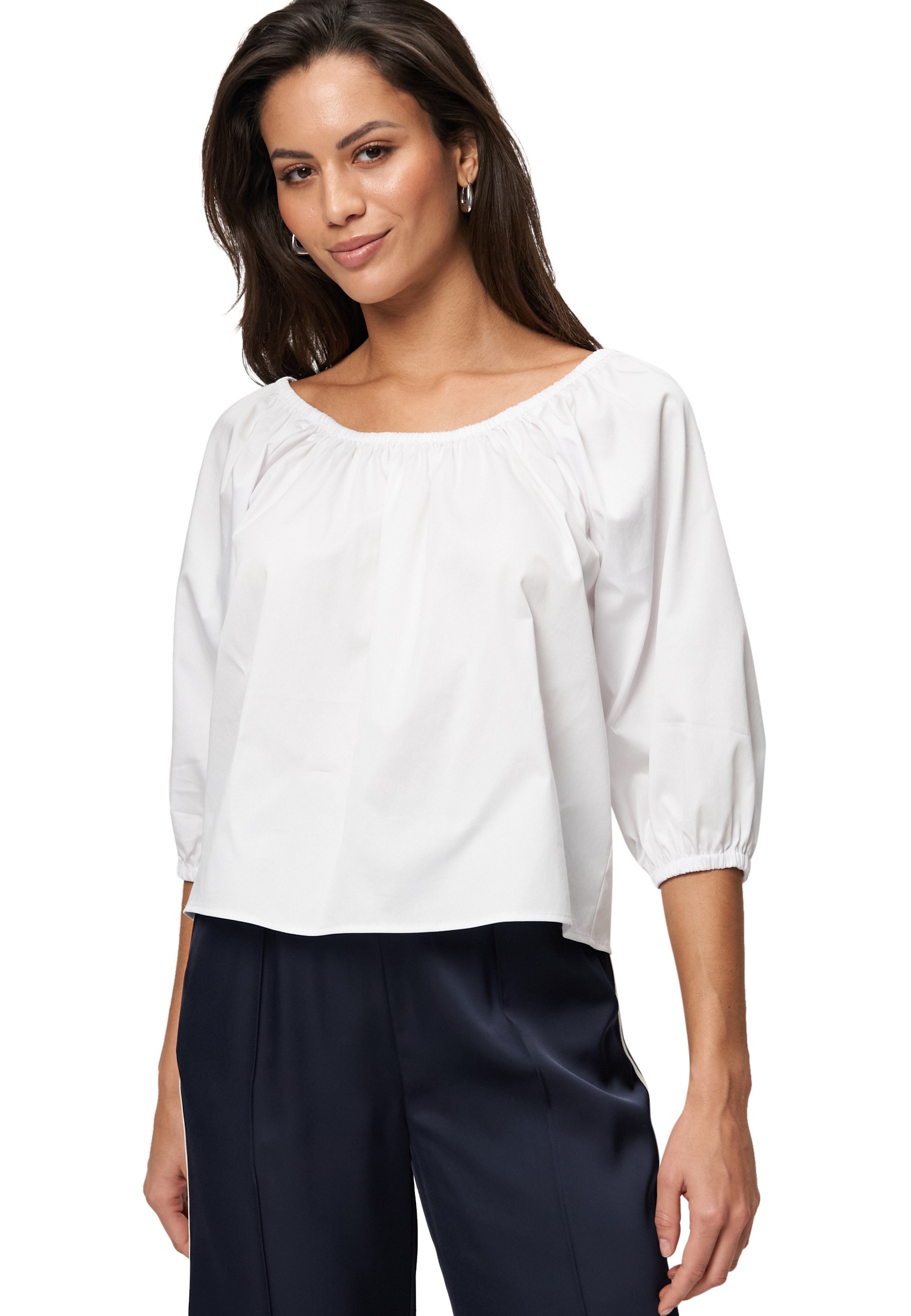 Zero Shirtbluse "zero Damen Blusenshirt mit tiefem Rundhalsausschnitt" günstig online kaufen