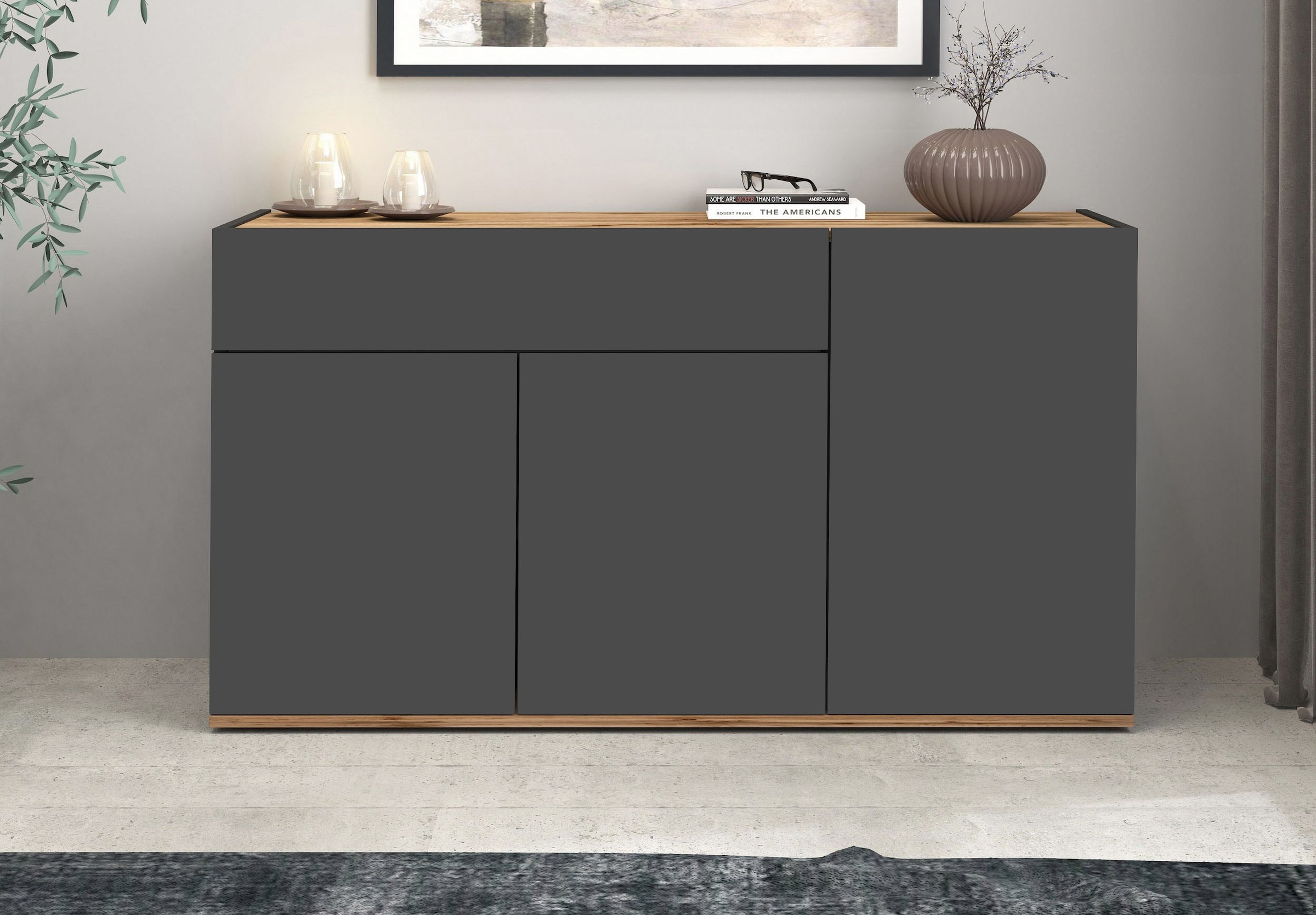 INOSIGN Sideboard »Garda, Kommode, Schrank, Kredenz«, 3 Türen, 1 Schublade, grifflos Breite 120,1 cm
