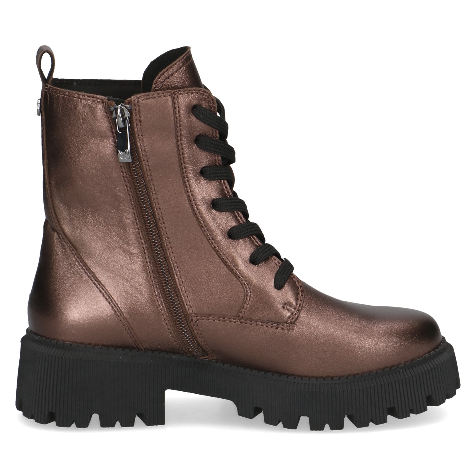 Caprice Schnürboots, Blockabsatz, Schnürstiefelette, Zierreißverschluss an der Außenseite