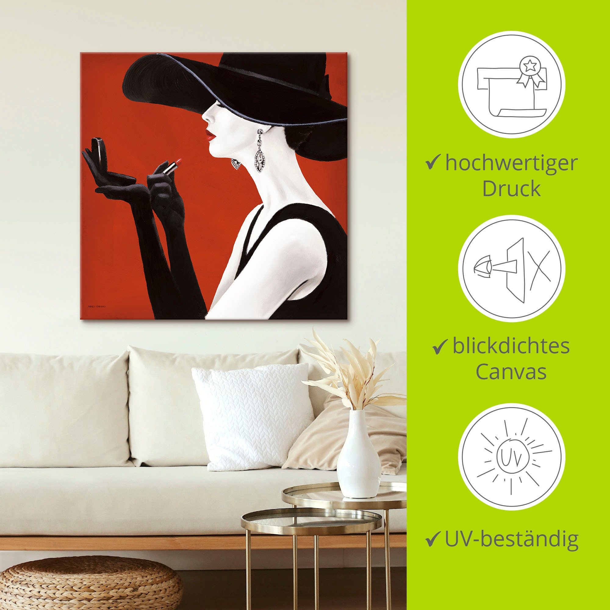 Artland Wandbild »Hut ab II«, Frau, (1 St.), als Leinwandbild, Poster, Wandaufkleber in verschied. Größen