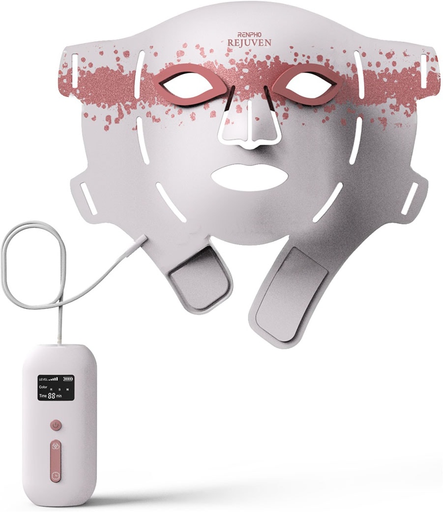 Renpho LED-Gesichtsmaske "Rejuven Artemis Blush LED Light Therapy Mask" 432 LEDs, 4 Farben/Modi, Controller, Akku, Kopfband